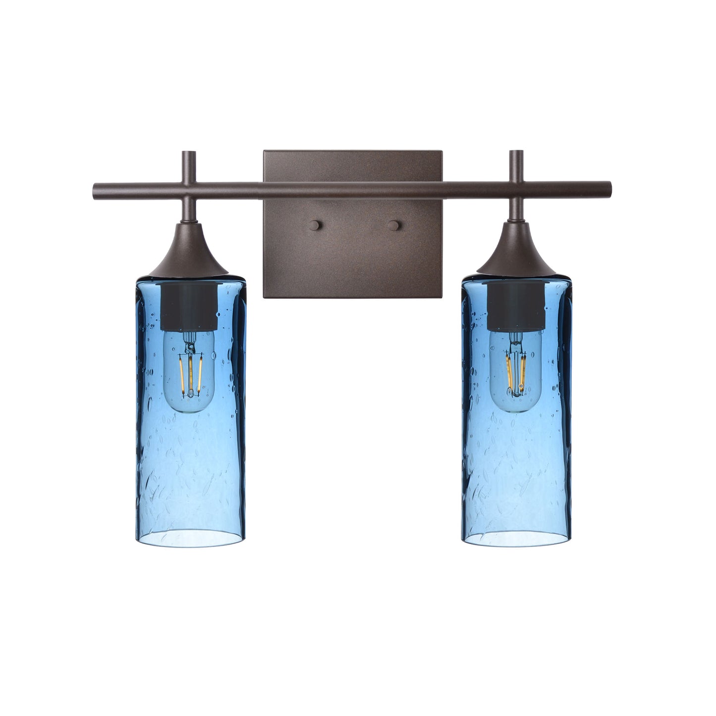 513 Lunar: 2 Light Wall Vanity-Glass-Bicycle Glass Co - Hotshop-Steel Blue-Antique Bronze-Bicycle Glass Co