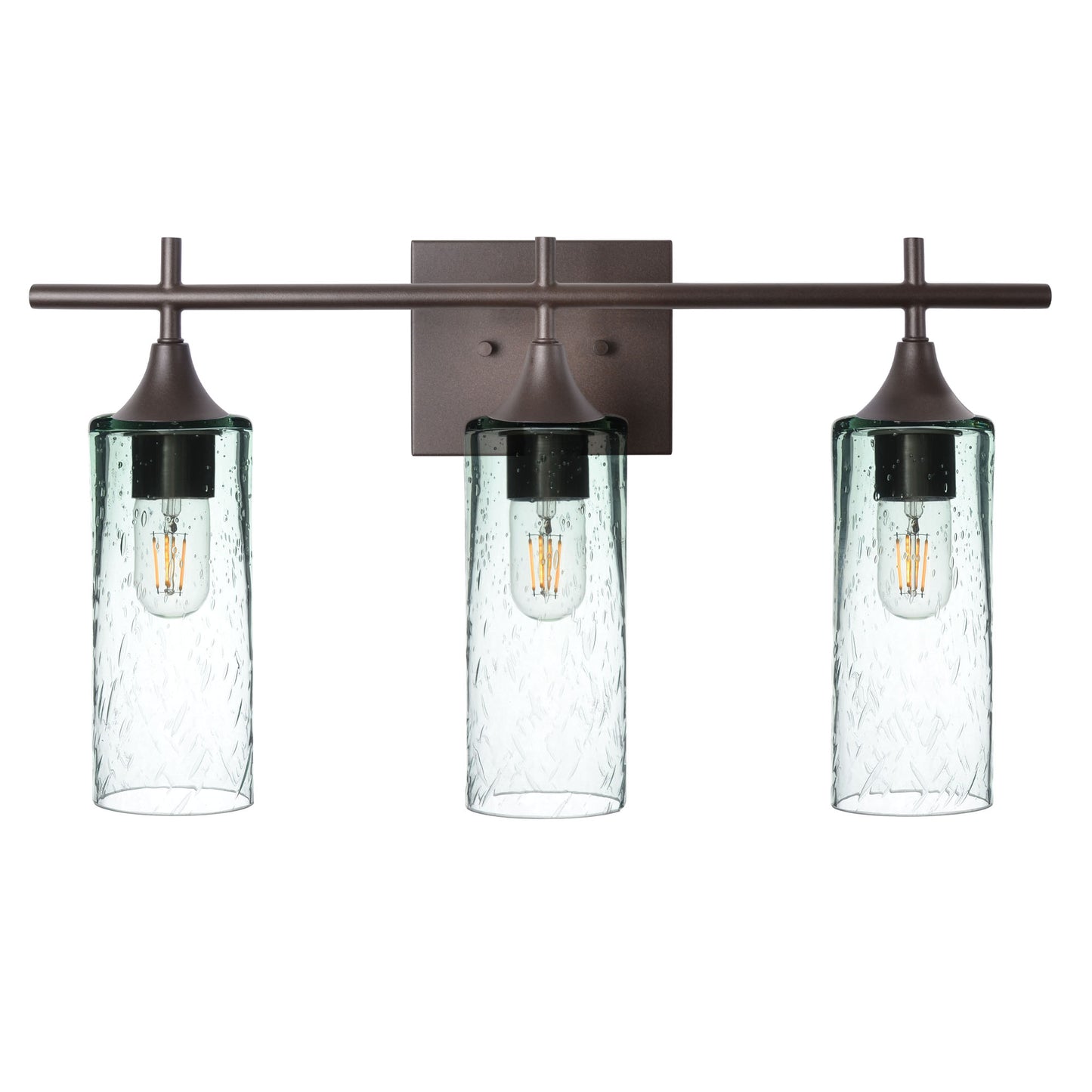513 Lunar: 3 Light Wall Vanity-Glass-Bicycle Glass Co - Hotshop-Eco Clear-Antique Bronze-Bicycle Glass Co