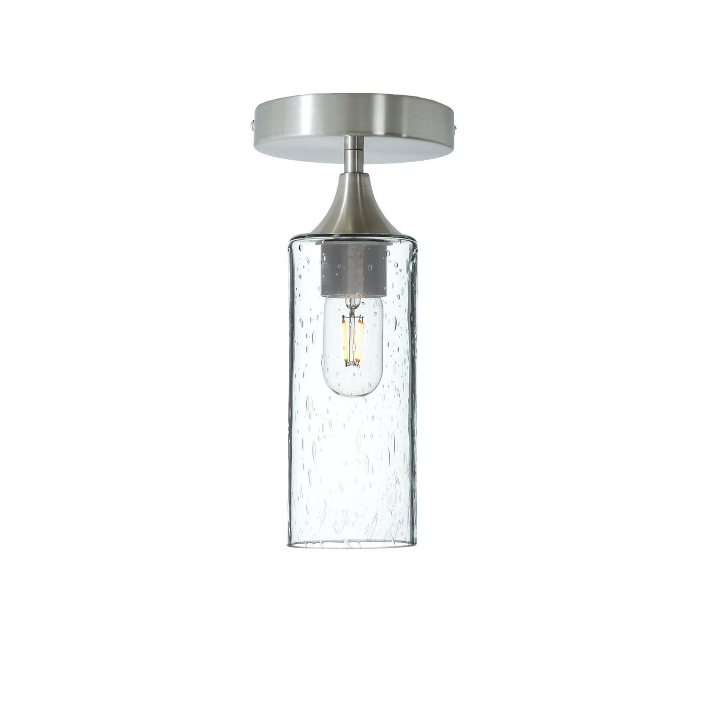 513 Lunar: Semi Flush Light-Glass-Bicycle Glass Co - Hotshop-Eco Clear-Brushed Nickel-Bicycle Glass Co