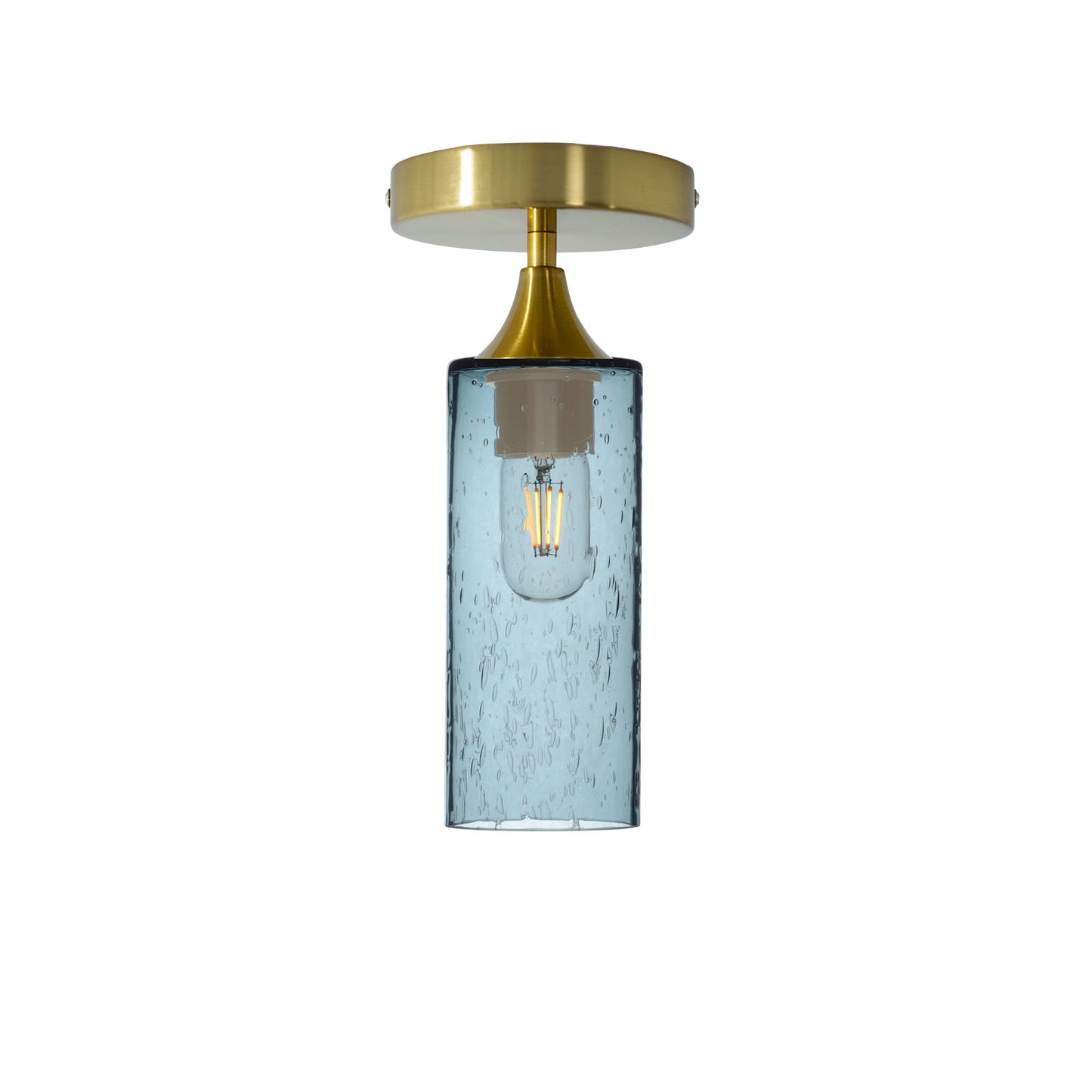 513 Lunar: Semi Flush Light-Glass-Bicycle Glass Co - Hotshop-Slate Gray-Polished Brass-Bicycle Glass Co