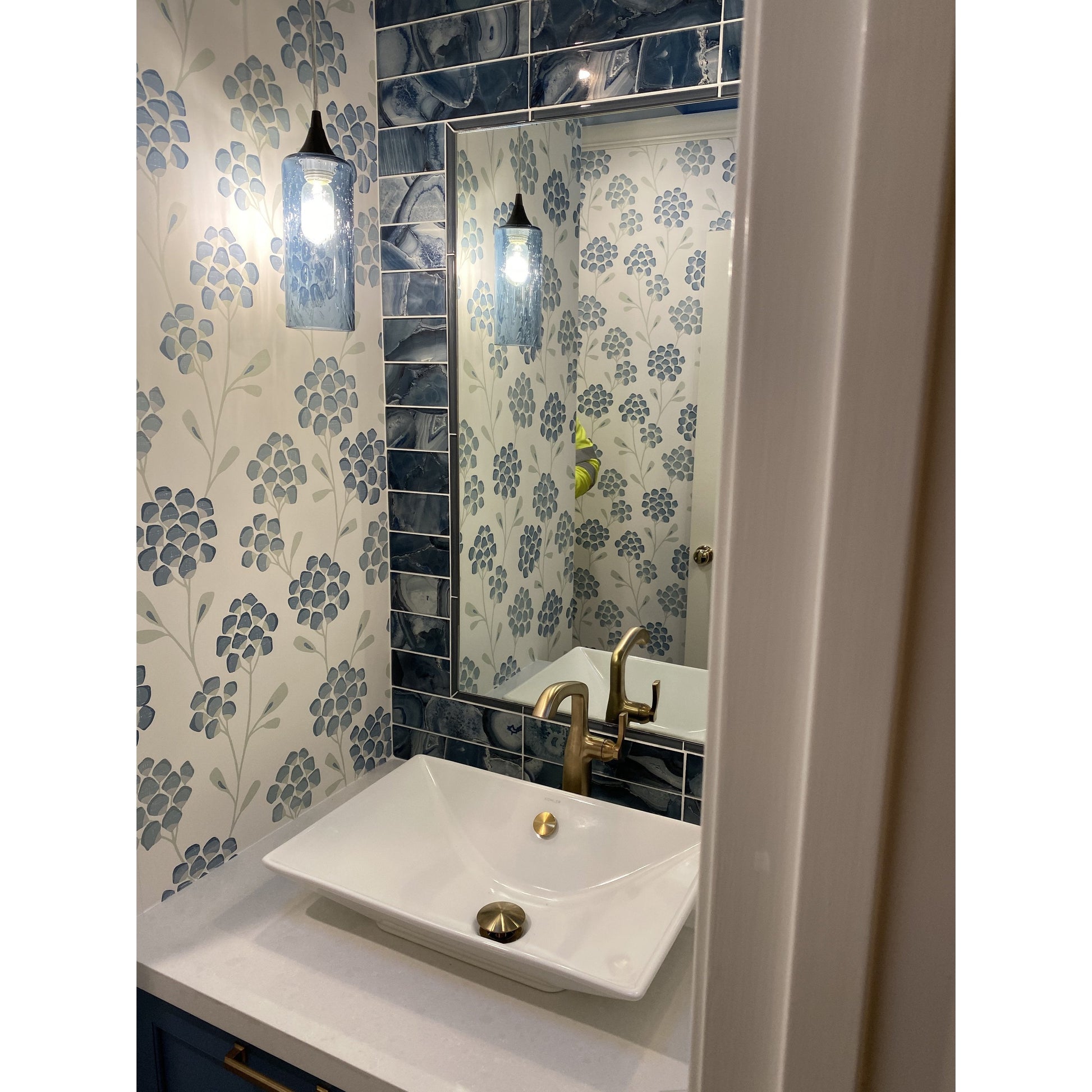 Lunar Single Pendant Light: Form No. 513-Pendant Lights-Bicycle Glass Co-Steel Blue-Bicycle Glass Co