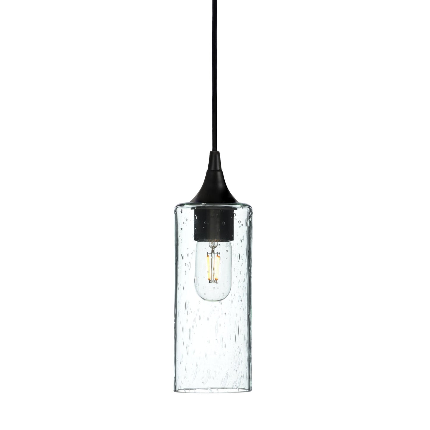 513 Lunar: Single Pendant Light-Glass-Bicycle Glass Co - Hotshop-Eco Clear-Matte Black-Bicycle Glass Co