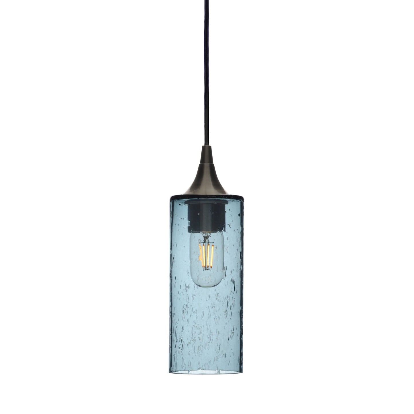 513 Lunar: Single Pendant Light-Glass-Bicycle Glass Co - Hotshop-Slate Gray-Antique Bronze-Bicycle Glass Co