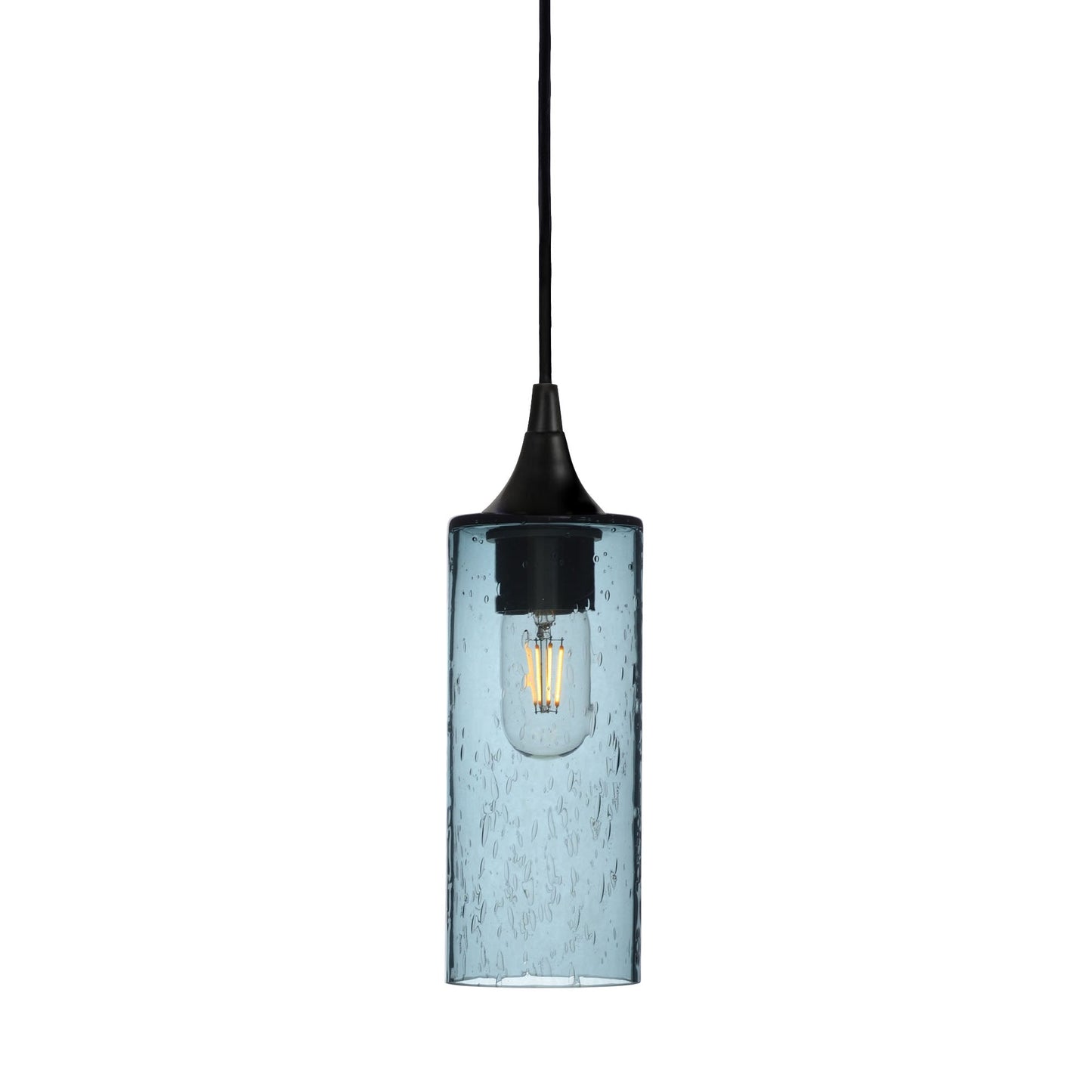 513 Lunar: Single Pendant Light-Glass-Bicycle Glass Co - Hotshop-Slate Gray-Matte Black-Bicycle Glass Co