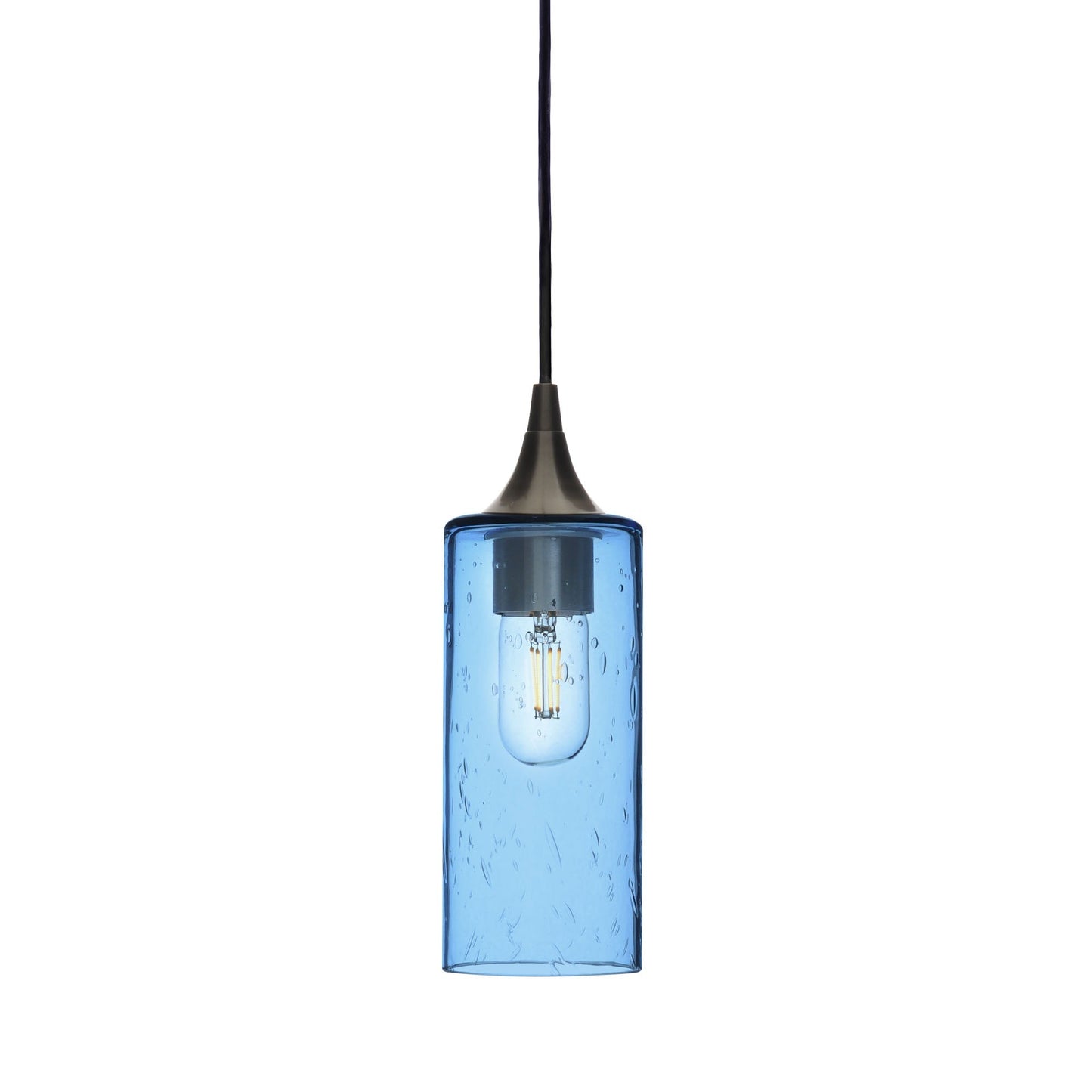 513 Lunar: Single Pendant Light-Glass-Bicycle Glass Co - Hotshop-Steel Blue-Antique Bronze-Bicycle Glass Co