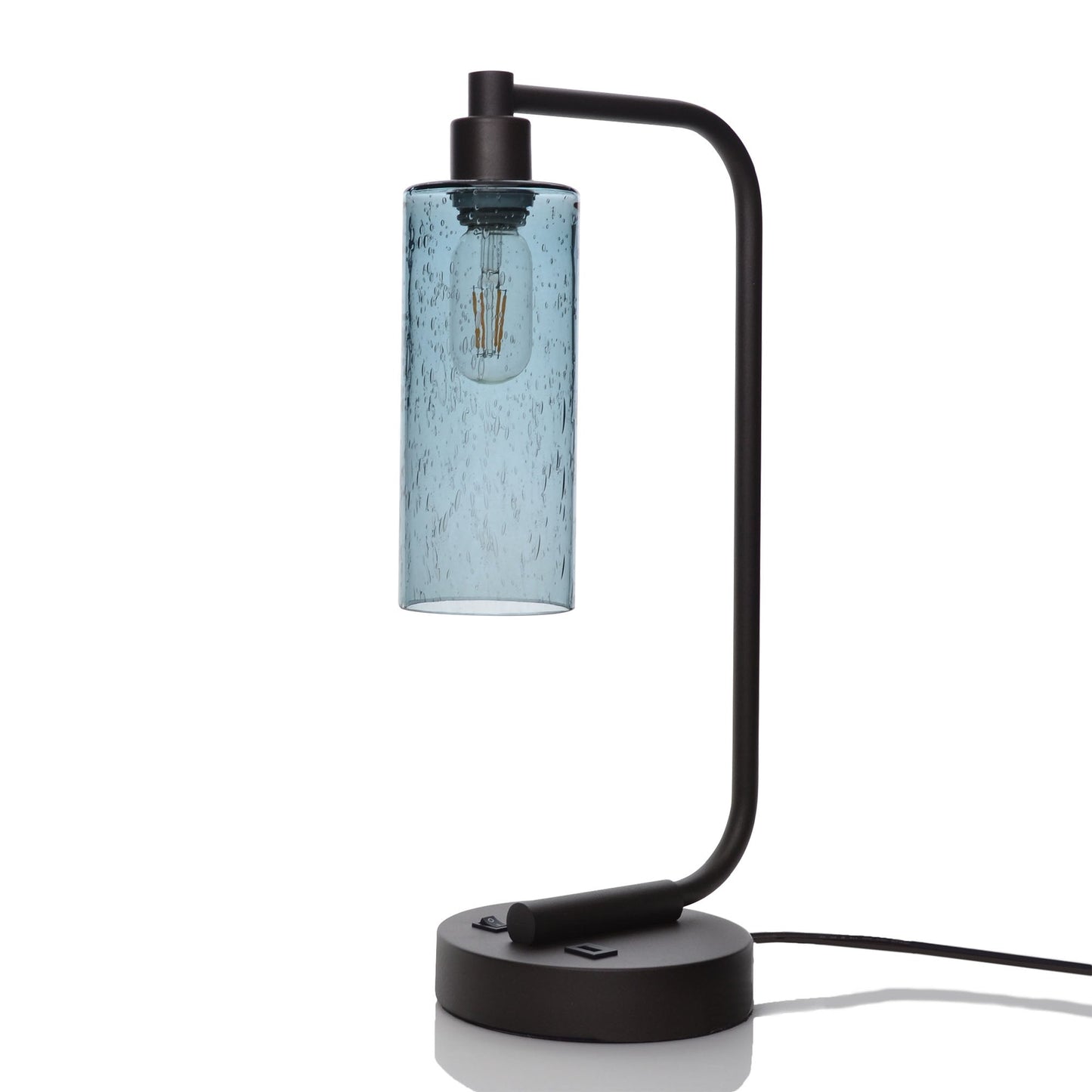 147 Spun: Table Lamp-Glass-Bicycle Glass Co - Hotshop-Steel Blue-Brushed Nickel-4 Watt LED-Bicycle Glass Co
