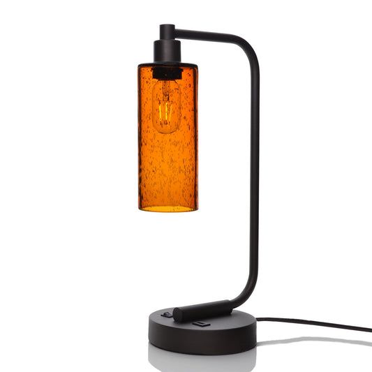 513 Lunar: Table Lamp-Glass-Bicycle Glass Co - Hotshop-Golden Amber-Matte Black-Bicycle Glass Co