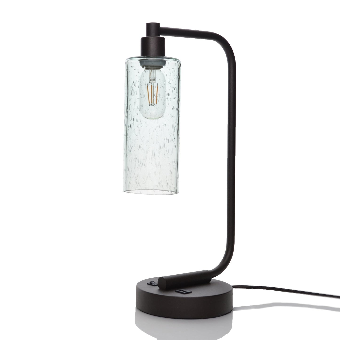 513 Lunar: Table Lamp-Glass-Bicycle Glass Co - Hotshop-Steel Blue-Brushed Nickel-4 Watt LED (+$0.00)-Bicycle Glass Co