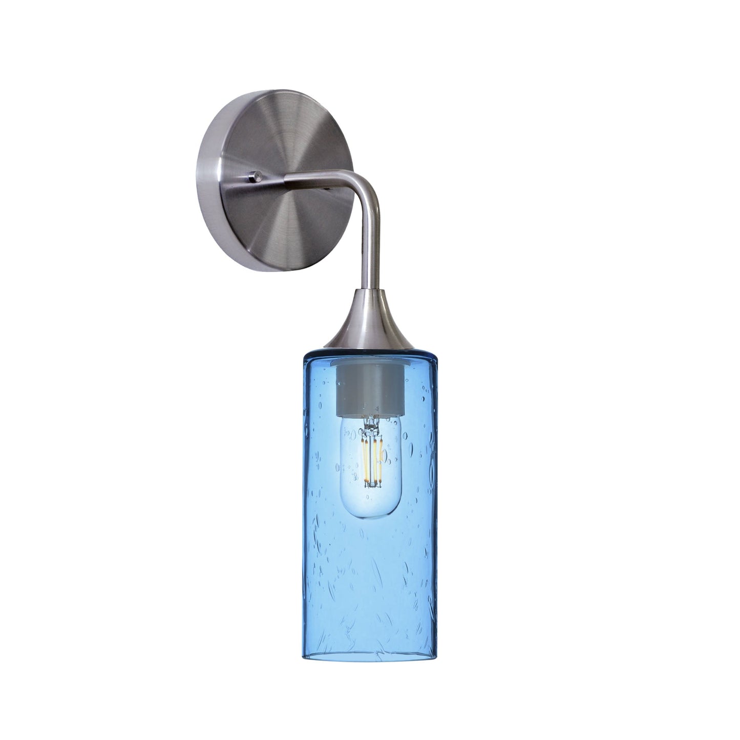 513 Lunar: Wall Sconce-Glass-Bicycle Glass Co - Hotshop-Steel Blue-Brushed Nickel-Bicycle Glass Co