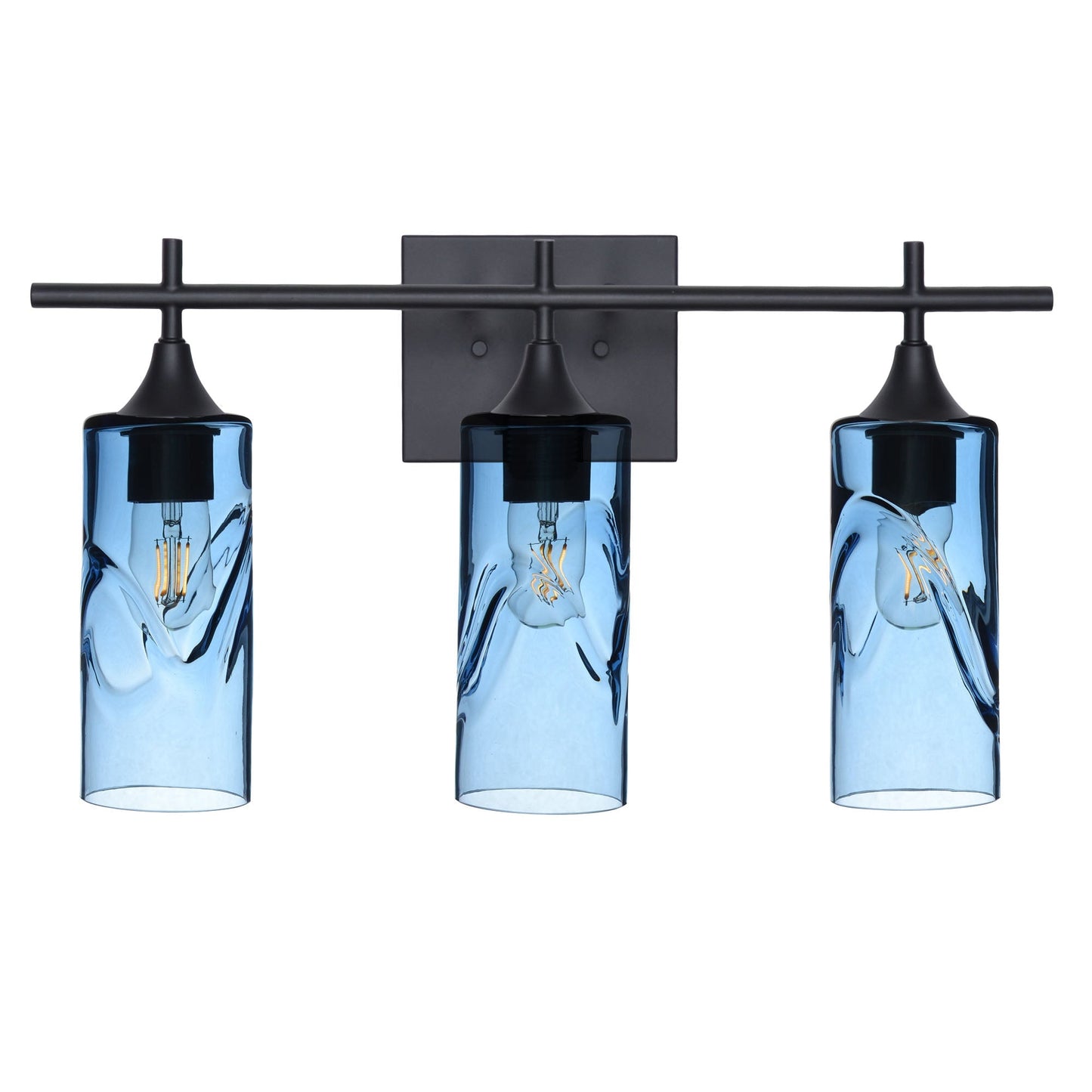 513 Swell: 3 Light Wall Vanity-Glass-Bicycle Glass Co - Hotshop-Steel Blue-Matte Black-Bicycle Glass Co
