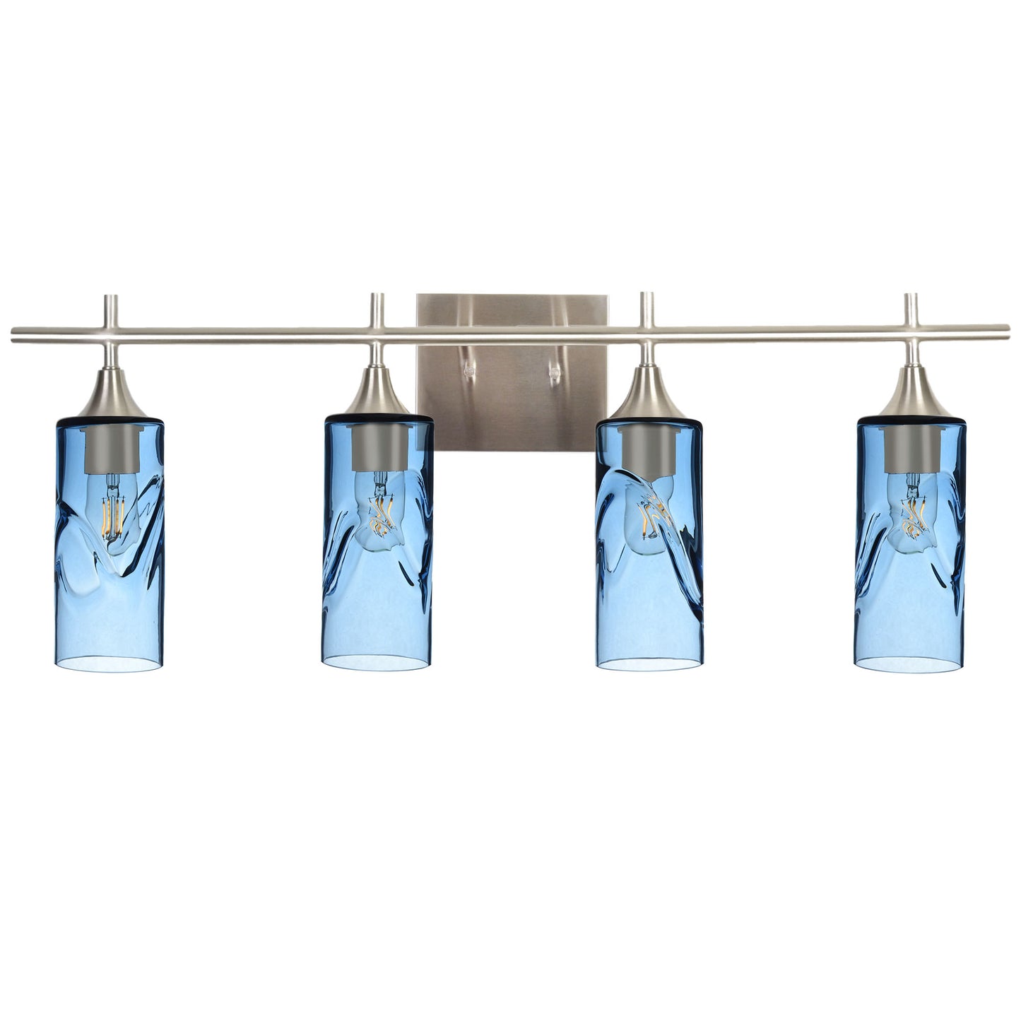 513 Swell: 4 Light Wall Vanity-Glass-Bicycle Glass Co - Hotshop-Steel Blue-Brushed Nickel-Bicycle Glass Co