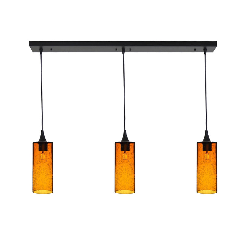 515 3 Pendant Linear Chandelier — Matte Black - 4ft Cord / Lunar / Golden Amber