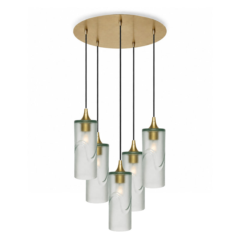 515 5 Pendant Cascade Chandelier — Glacial / Eco Clear / Polished Brass - 8ft Cord