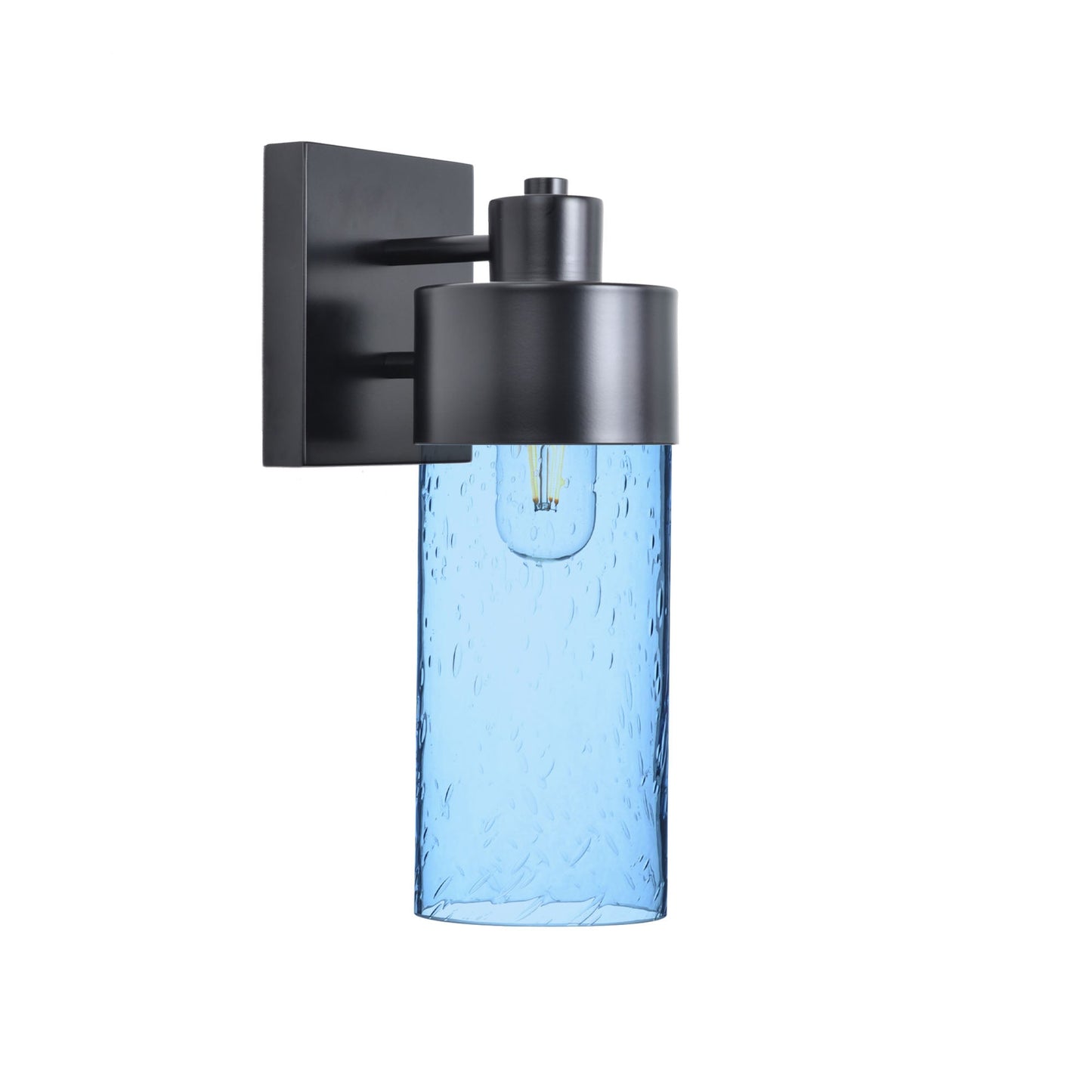 515 Lunar: Exterior Sconce Light-Glass-Bicycle Glass Co - Hotshop-Steel Blue-Matte Black-Bicycle Glass Co
