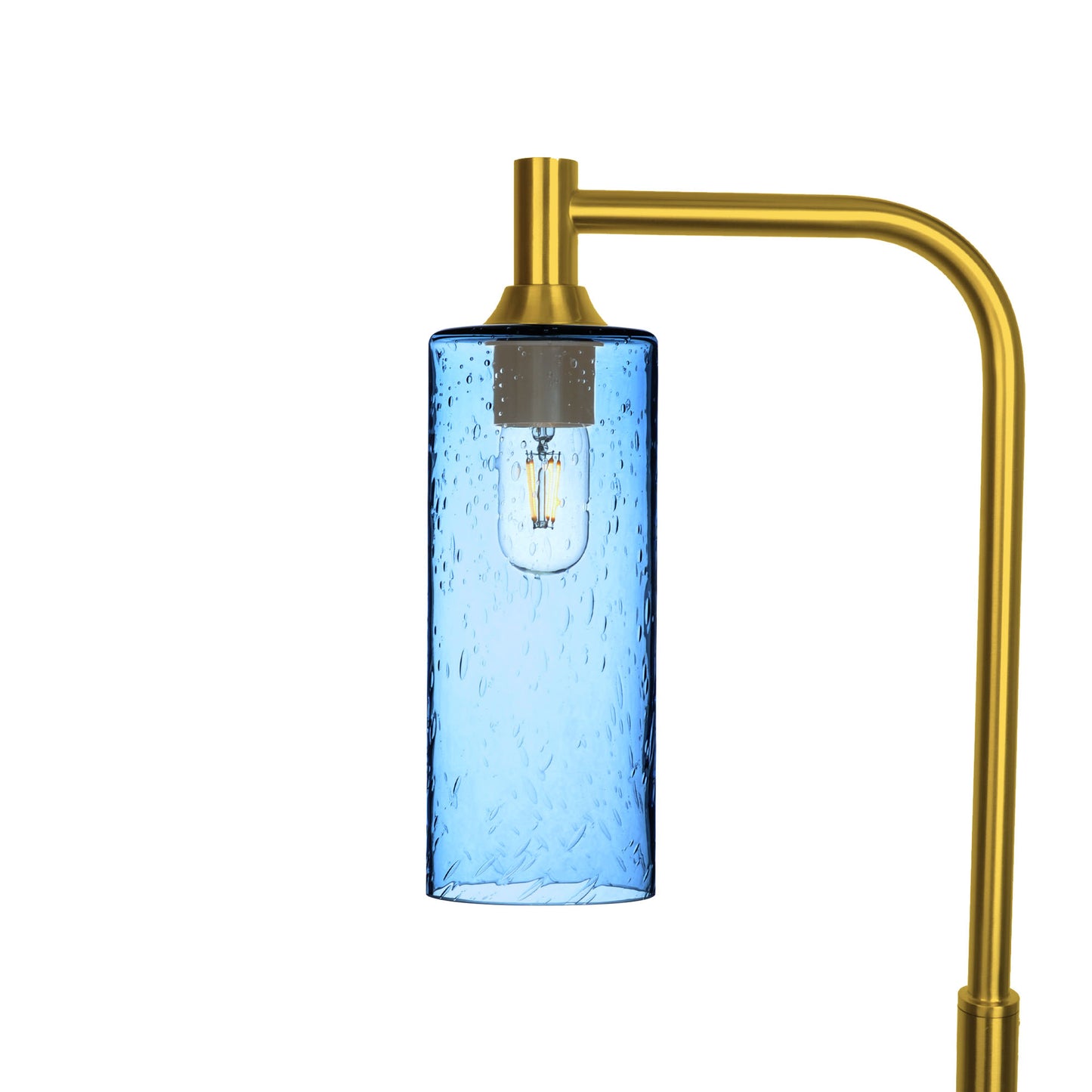515 Lunar: Floor Lamp-Glass-Bicycle Glass Co - Hotshop-Steel Blue-Polished Brass-Bicycle Glass Co