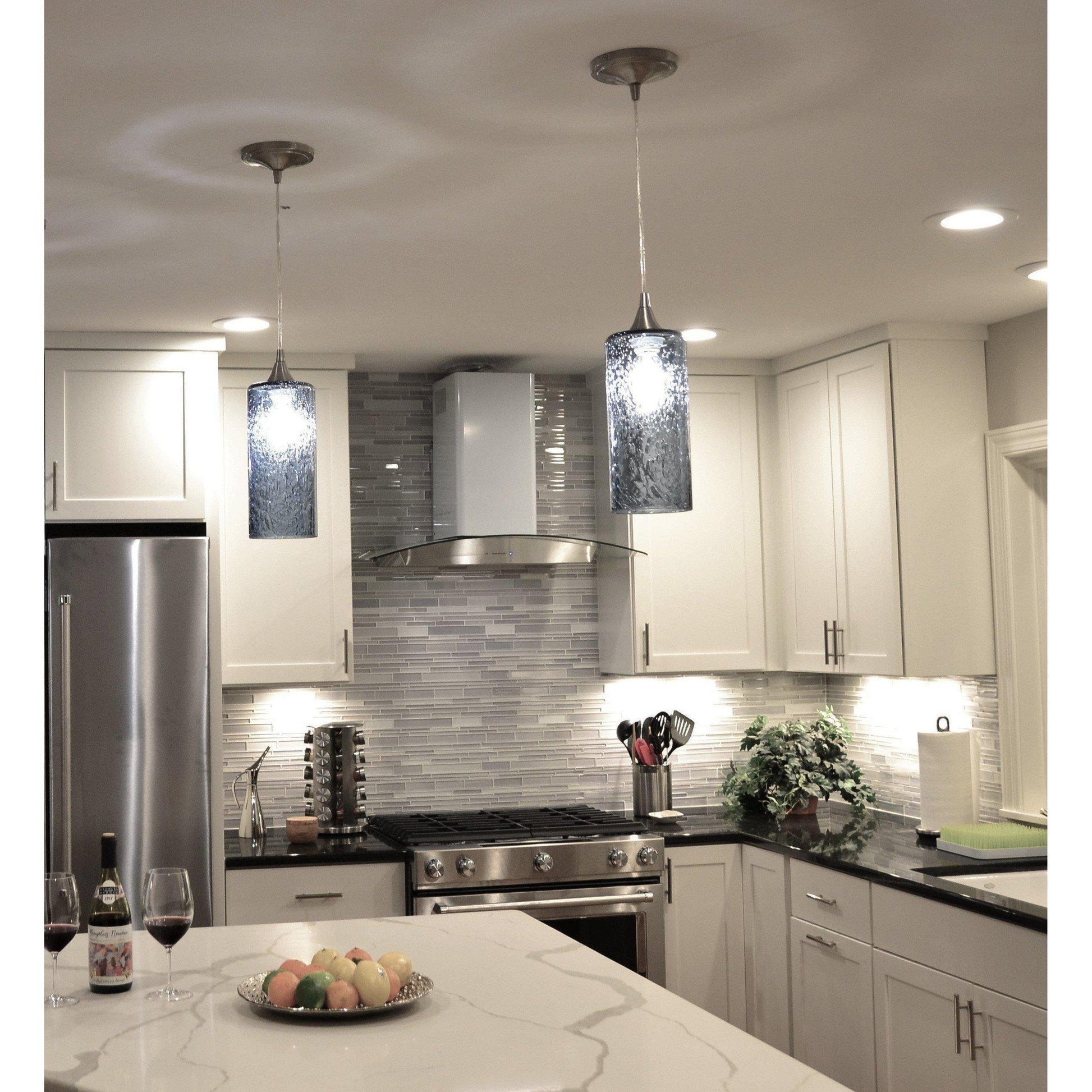 1-515-LUN-STB-STD-1SGL-BLK-Lunar Single Pendant Light: Form No. 515-Pendant Lights-Bicycle Glass Co-Steel Blue-Black-Bicycle Glass Co