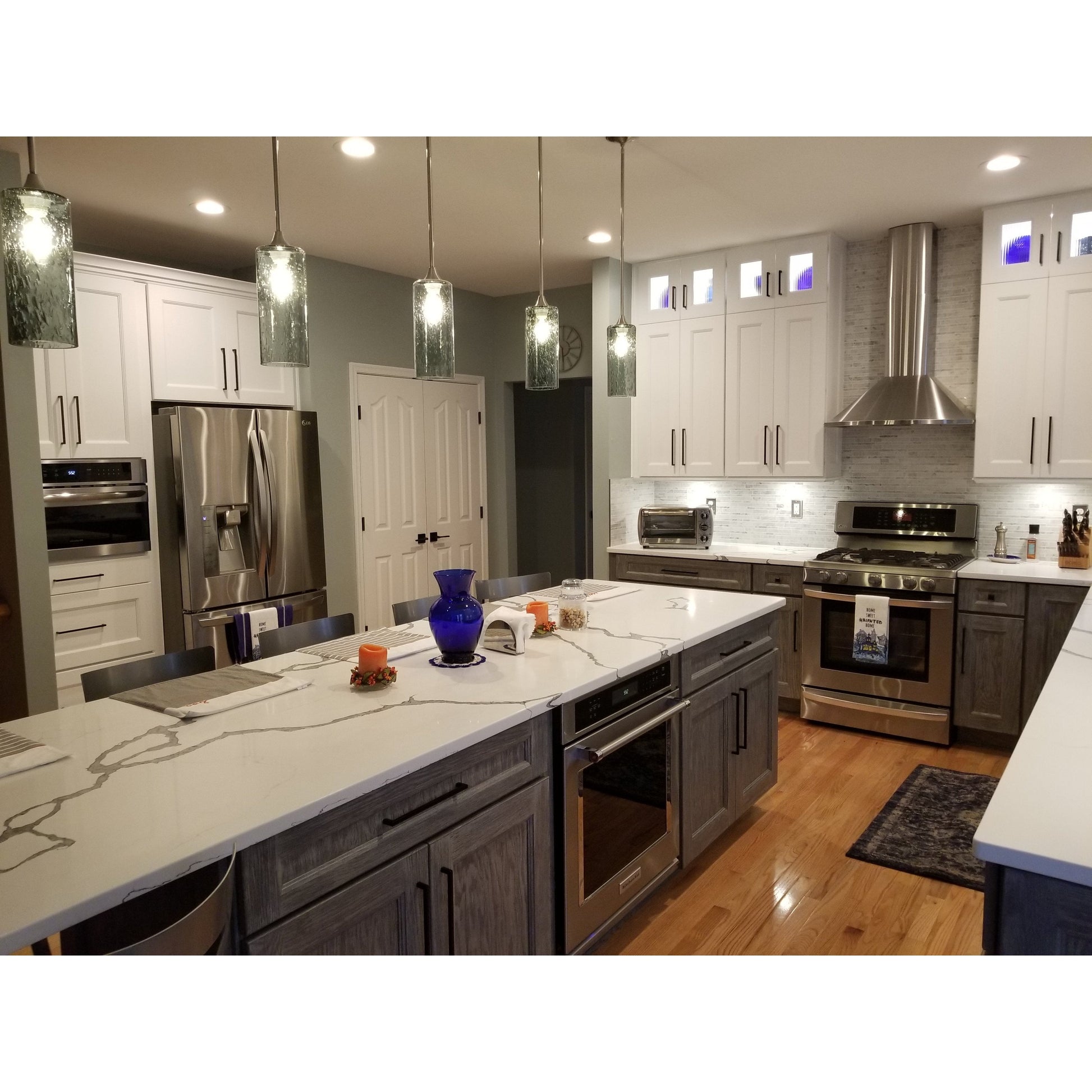 Lunar Single Pendant Light: Form No. 515-Pendant Lights-Bicycle Glass Co-Steel Blue-Bicycle Glass Co