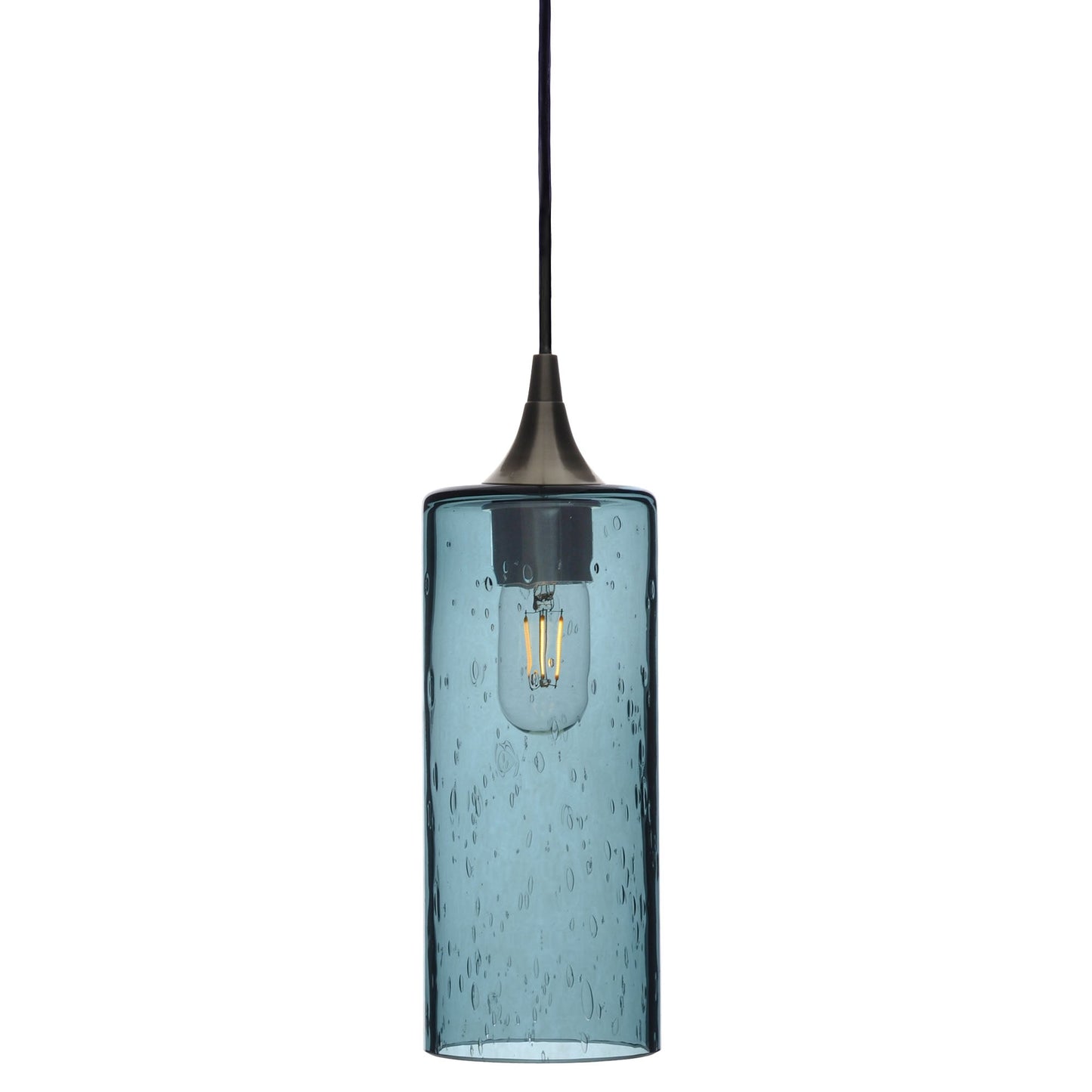 515 Lunar: Single Pendant Light-Glass-Bicycle Glass Co - Hotshop-Slate Gray-Antique Bronze-Bicycle Glass Co