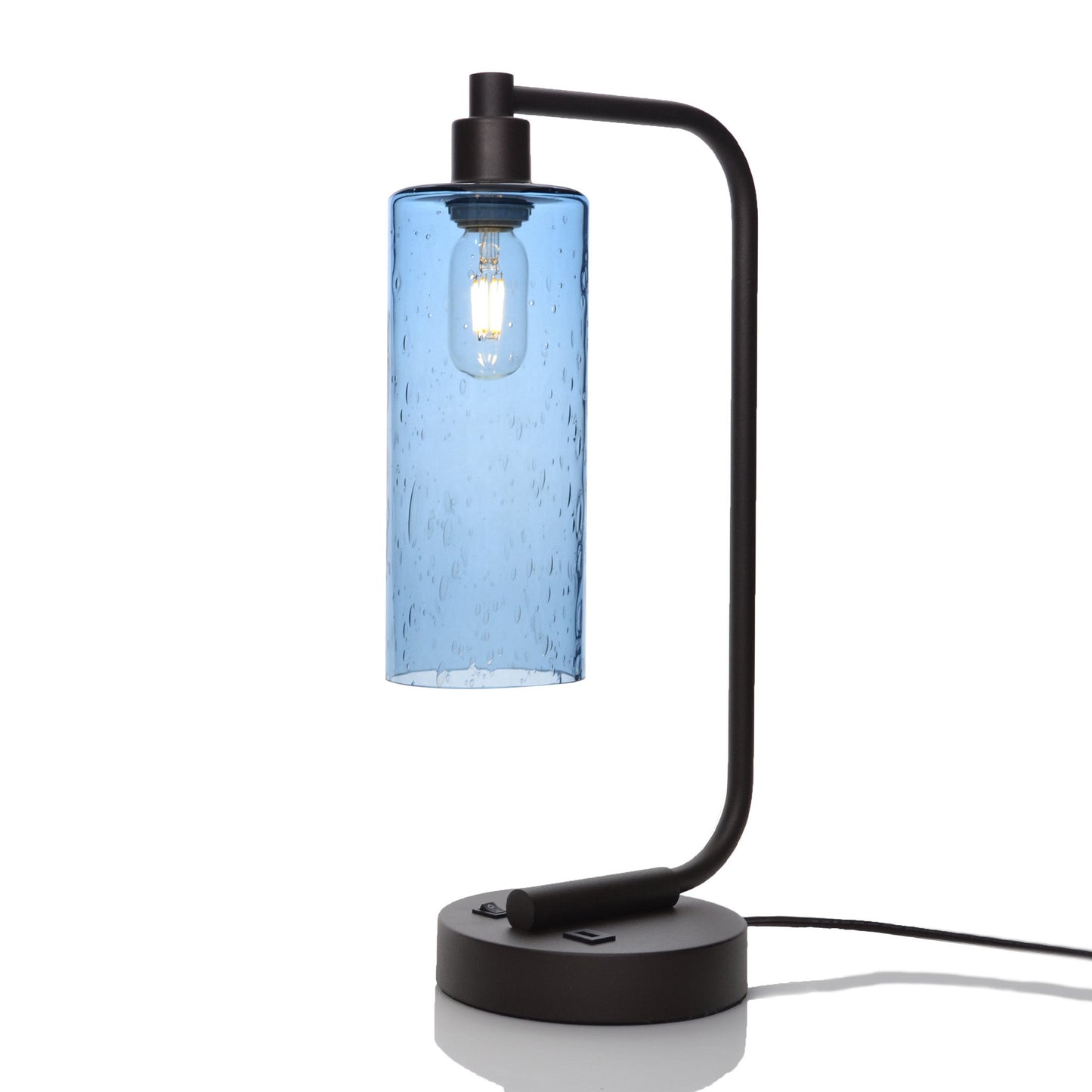 515 Lunar: Table Lamp-Glass-Bicycle Glass Co - Hotshop-Steel Blue-Antique Bronze-4 Watt LED (+$0.00)-Bicycle Glass Co