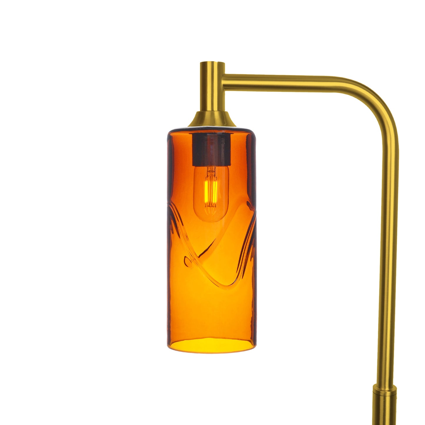 515 Swell: Floor Lamp-Glass-Bicycle Glass Co - Hotshop-Golden Amber-Polished Brass-Bicycle Glass Co