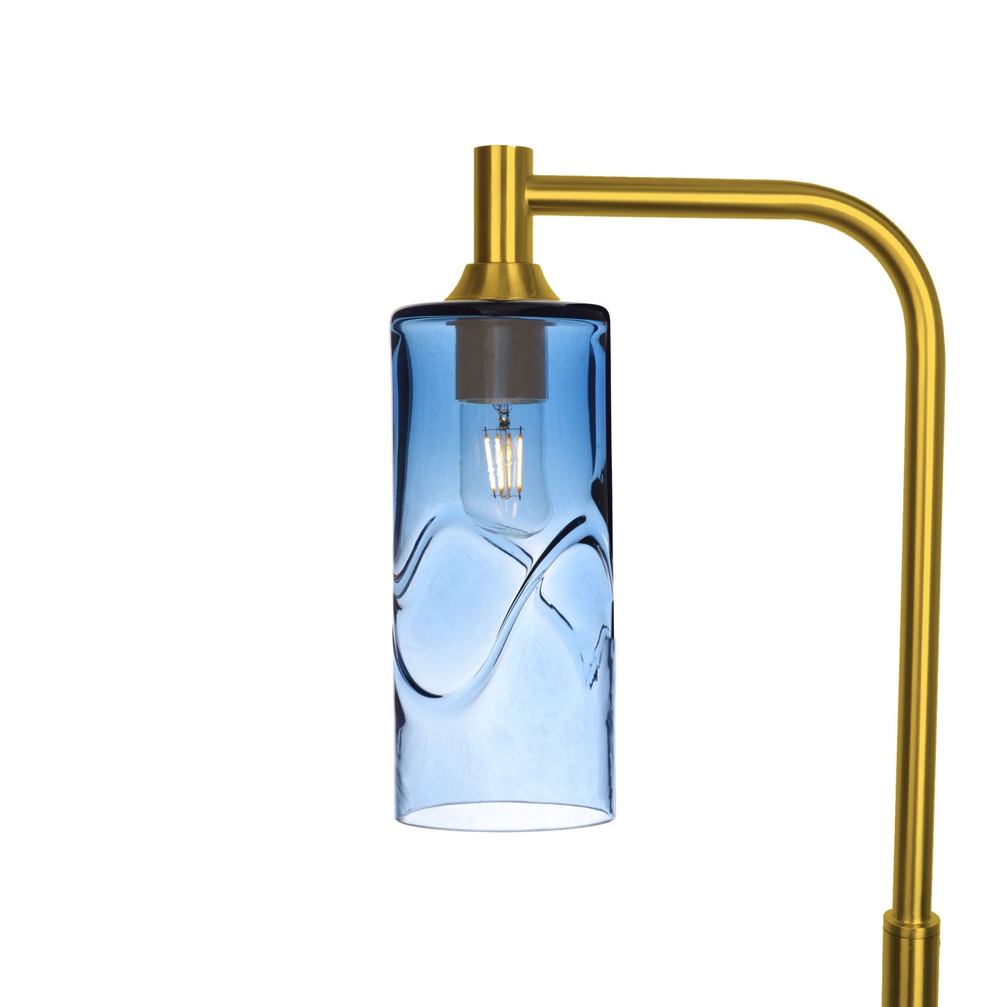 515 Swell: Floor Lamp-Glass-Bicycle Glass Co - Hotshop-Steel Blue-Polished Brass-Bicycle Glass Co