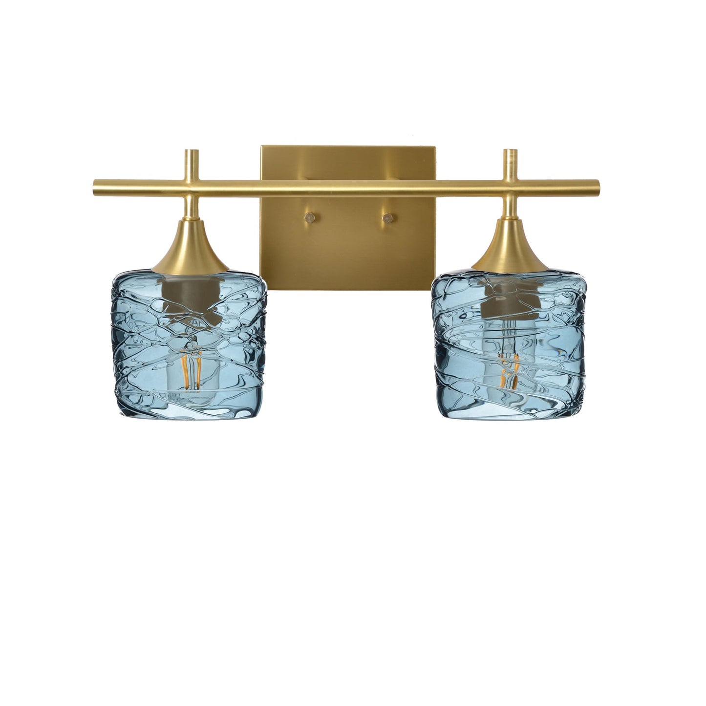 601 2-Light Wall Vanity-Glass-Bicycle Glass Co - Hotshop-Brushed Nickel-Lunar-Steel Blue-Bicycle Glass Co