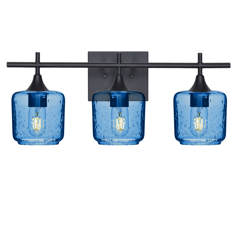 601 3-Light Vanity — Matte Black / Lunar / Steel Blue