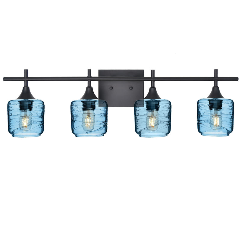 601 4-Light Vanity — Spun / Steel Blue / Matte Black