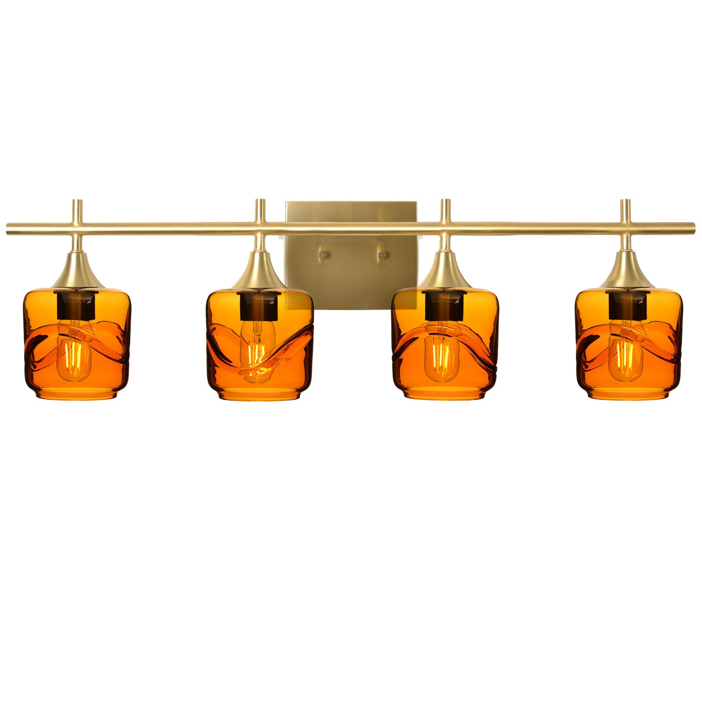 601 4-Light Vanity-Glass-Bicycle Glass Co-Swell-Golden Amber-Polished Brass-Bicycle Glass Co