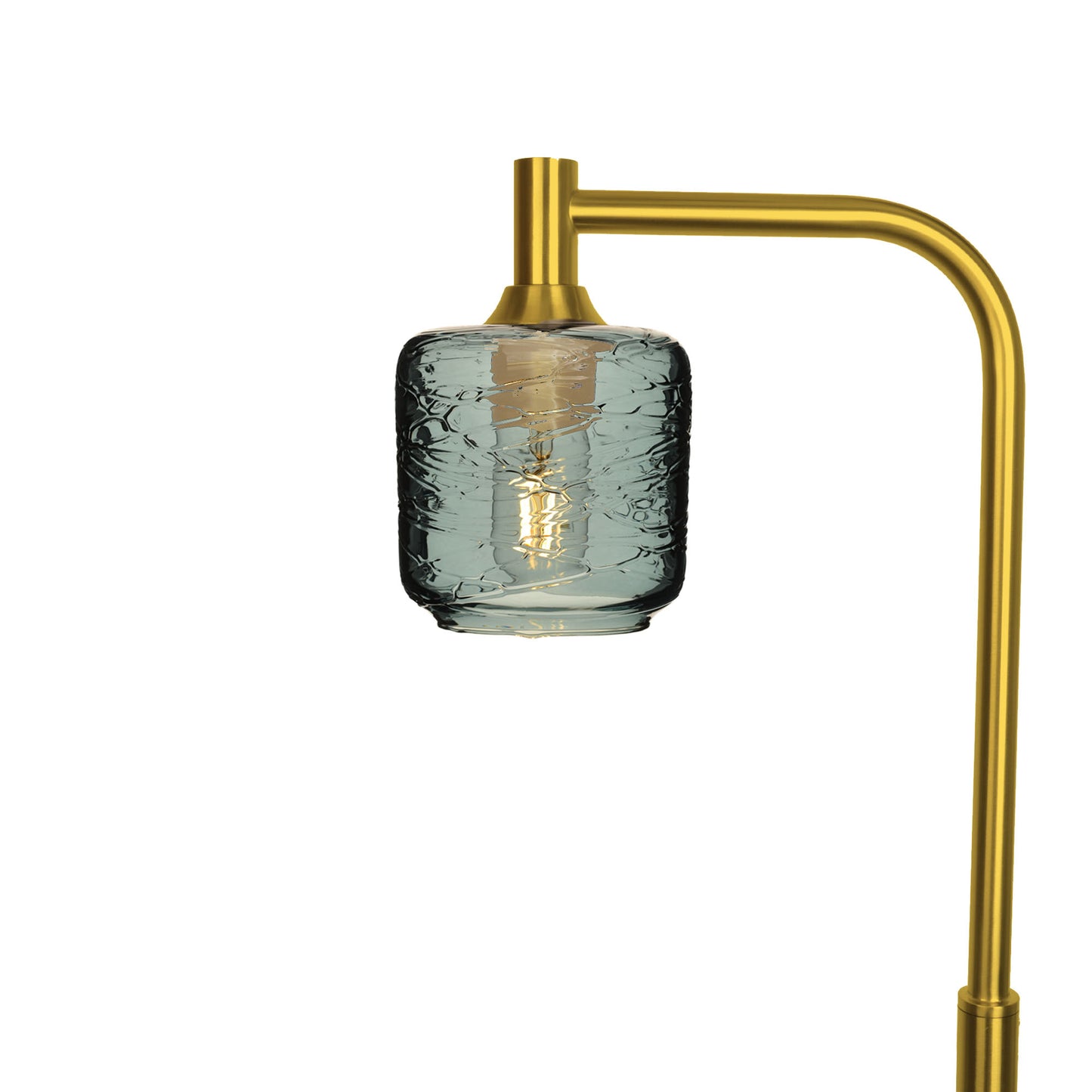 601 Floor Lamp-Glass-Bicycle Glass Co - Hotshop-Spun-Slate Gray-Polished Brass-Bicycle Glass Co