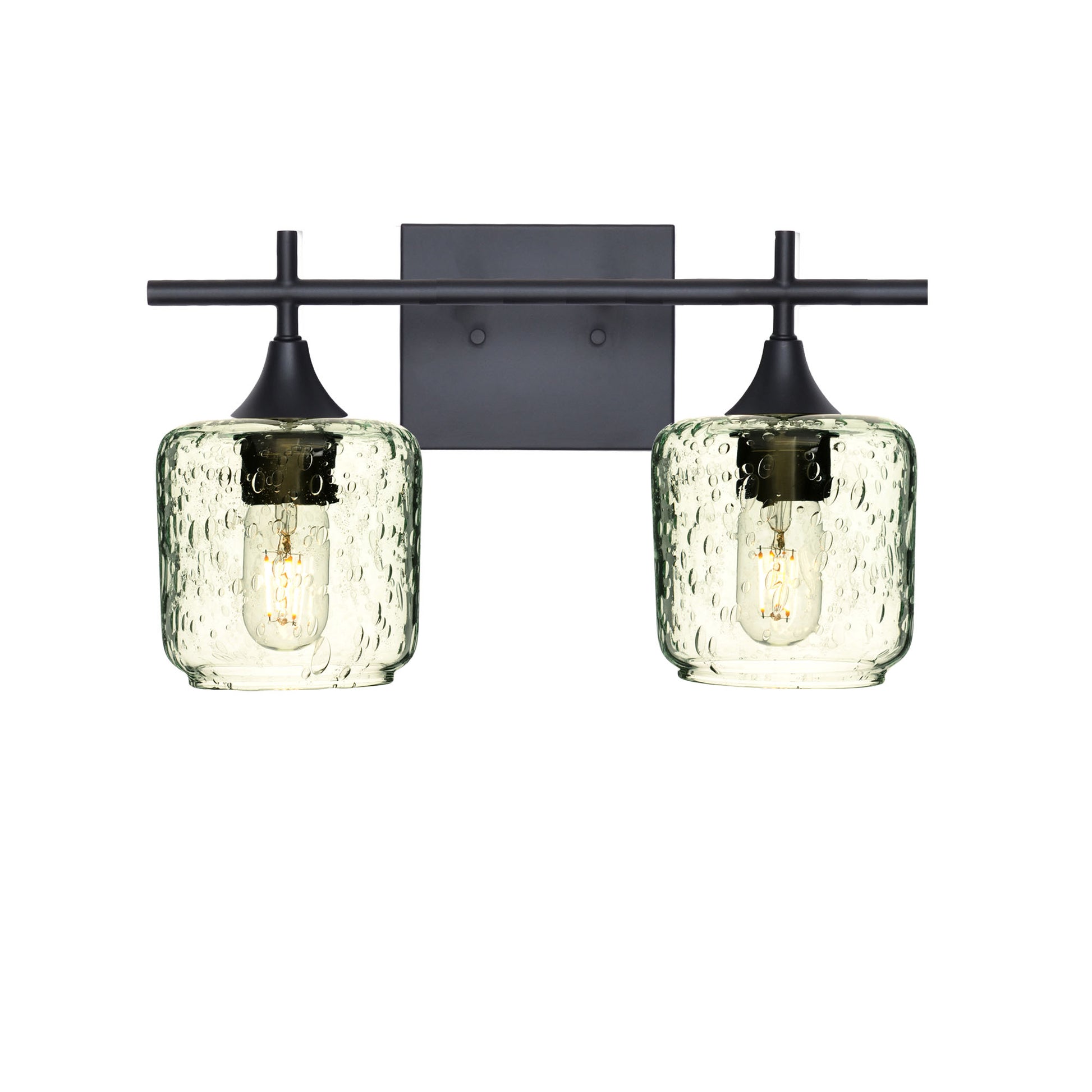 601 Lunar: 2 Light Wall Vanity-Glass-Bicycle Glass Co - Hotshop-Eco Clear-Matte Black-Bicycle Glass Co