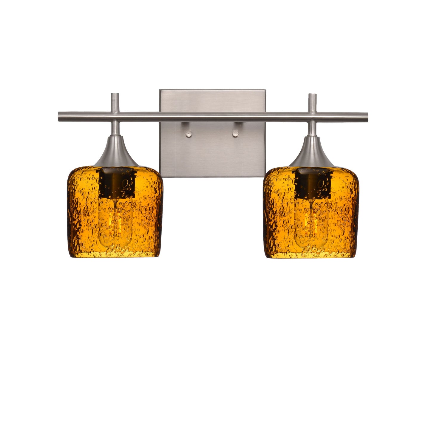 601 Lunar: 2 Light Wall Vanity-Glass-Bicycle Glass Co - Hotshop-Golden Amber-Brushed Nickel-Bicycle Glass Co