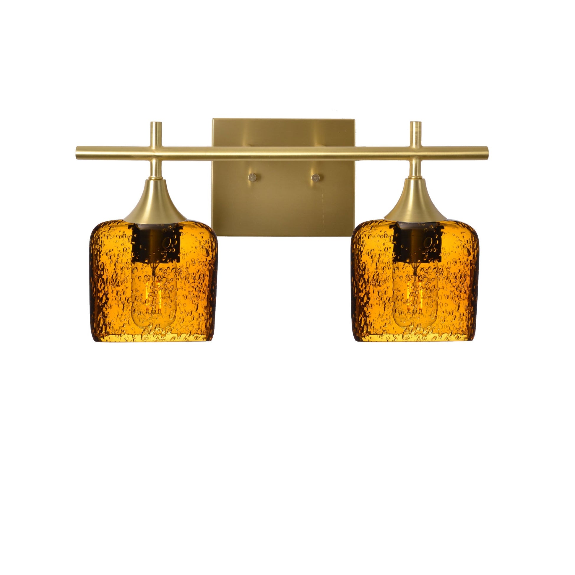 601 Lunar: 2 Light Wall Vanity-Glass-Bicycle Glass Co - Hotshop-Golden Amber-Satin Brass-Bicycle Glass Co