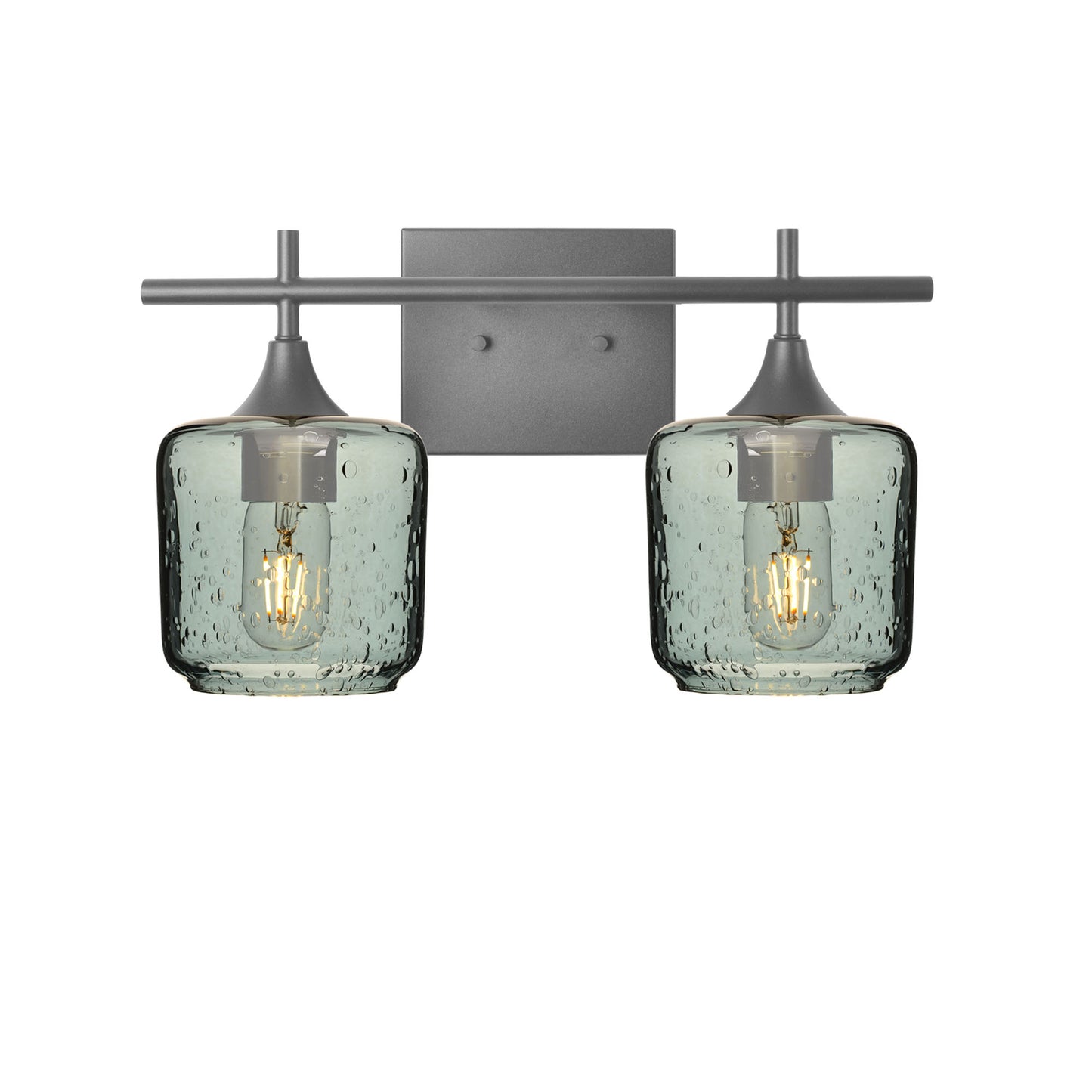 601 Lunar: 2 Light Wall Vanity-Glass-Bicycle Glass Co - Hotshop-Slate Gray-Antique Bronze-Bicycle Glass Co