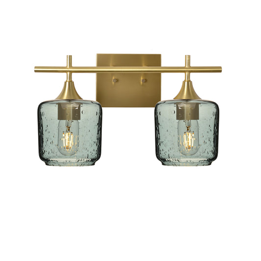 601 Lunar: 2 Light Wall Vanity-Glass-Bicycle Glass Co - Hotshop-Slate Gray-Polished Brass-Bicycle Glass Co