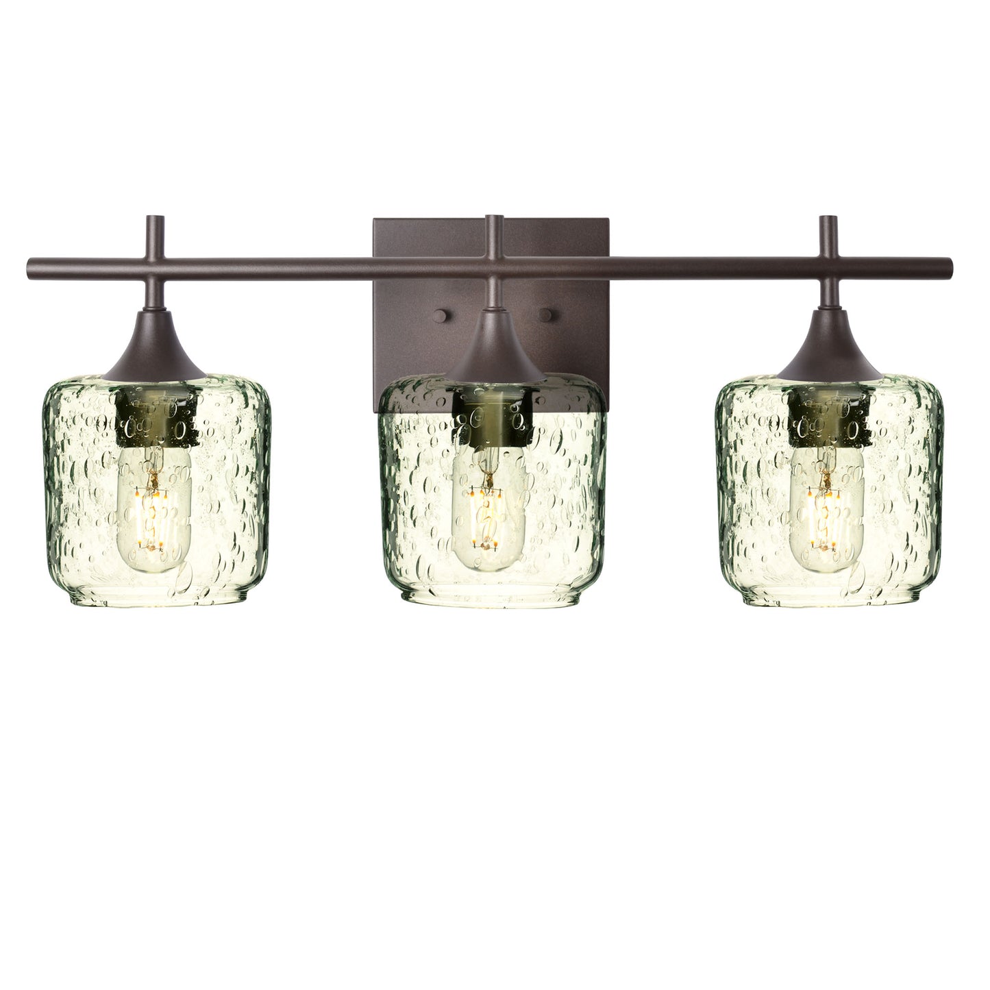 601 Lunar: 3 Light Wall Vanity-Glass-Bicycle Glass Co - Hotshop-Eco Clear-Antique Bronze-Bicycle Glass Co