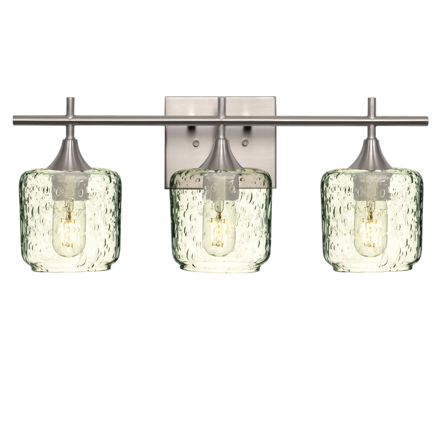 601 Lunar: 3 Light Wall Vanity-Glass-Bicycle Glass Co - Hotshop-Eco Clear-Brushed Nickel-Bicycle Glass Co