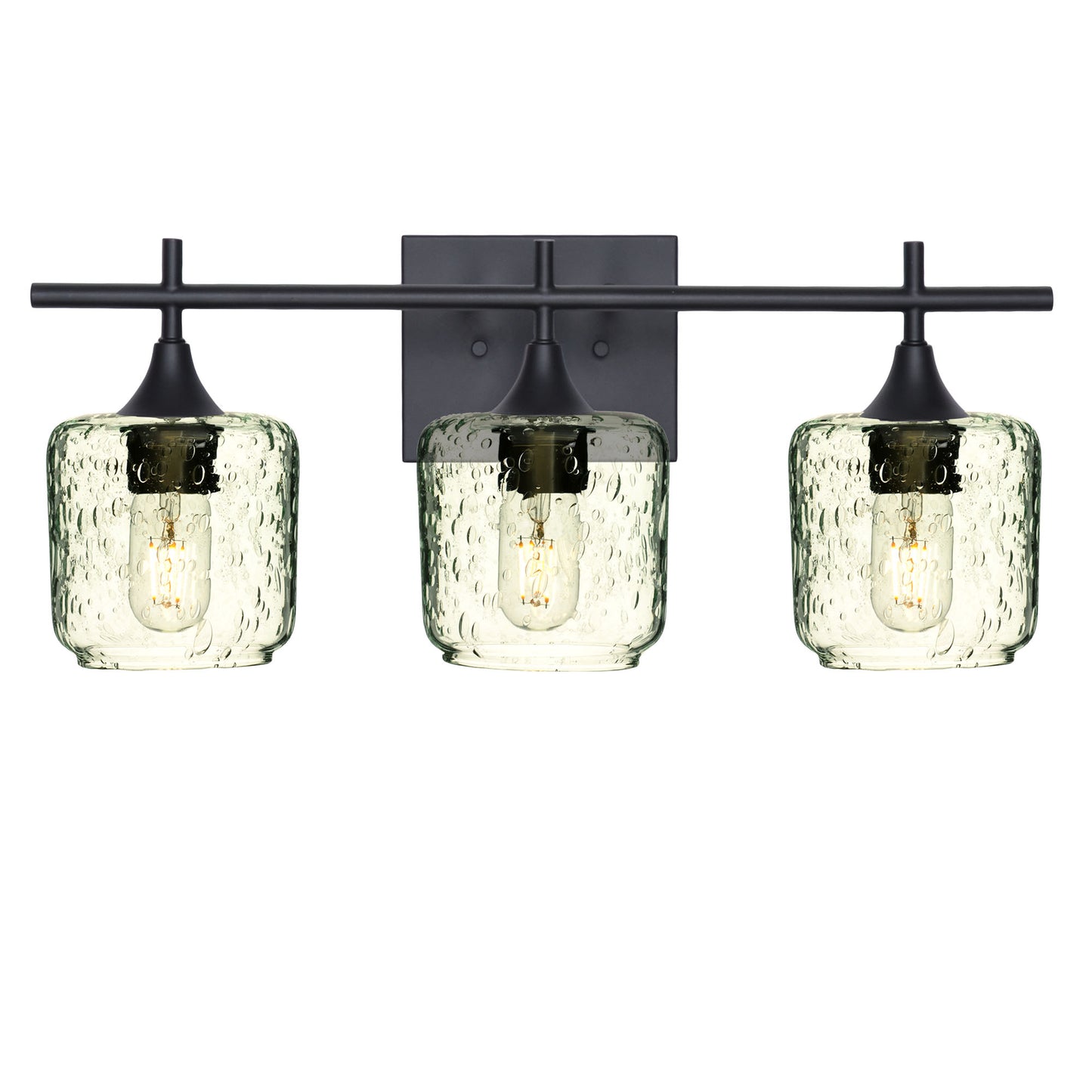 601 Lunar: 3 Light Wall Vanity-Glass-Bicycle Glass Co - Hotshop-Eco Clear-Matte Black-Bicycle Glass Co