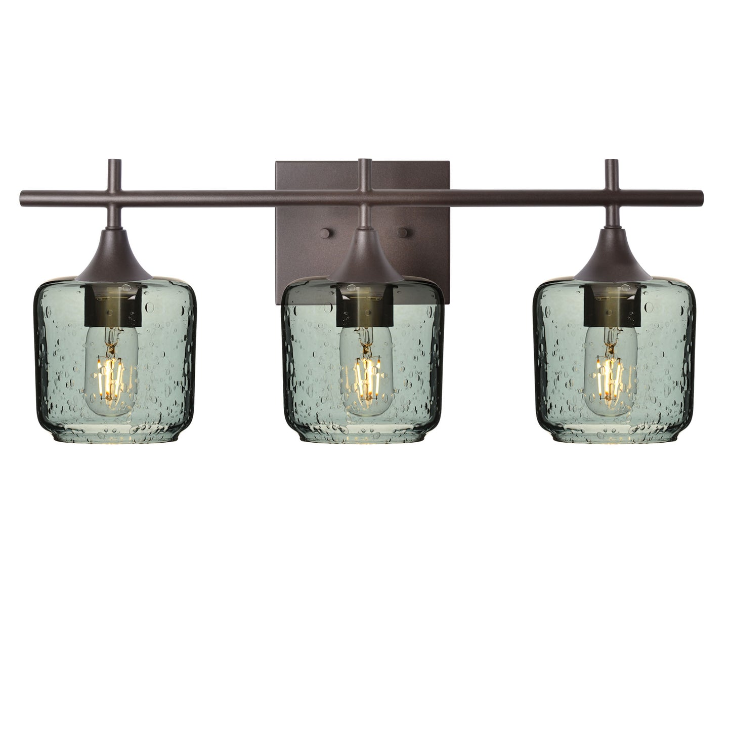601 Lunar: 3 Light Wall Vanity-Glass-Bicycle Glass Co - Hotshop-Slate Gray-Antique Bronze-Bicycle Glass Co