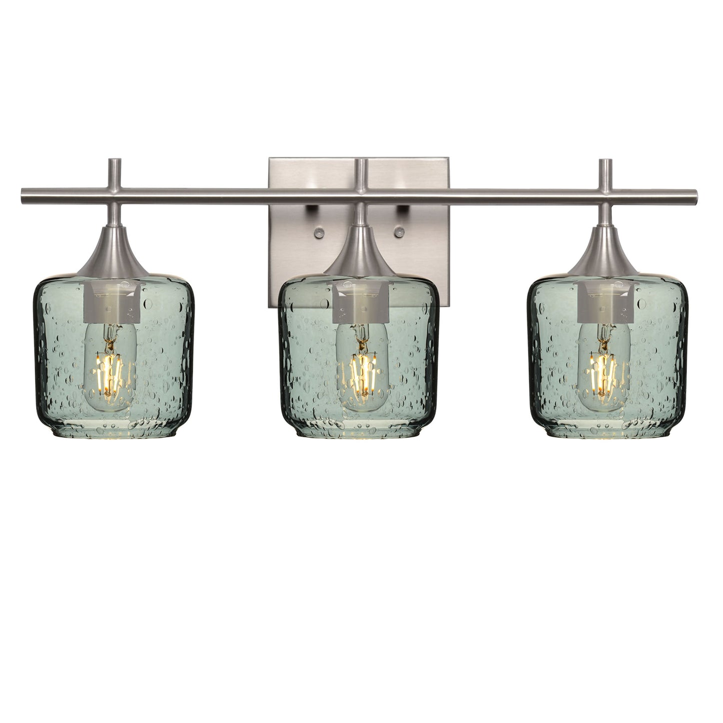 601 Lunar: 3 Light Wall Vanity-Glass-Bicycle Glass Co - Hotshop-Slate Gray-Brushed Nickel-Bicycle Glass Co