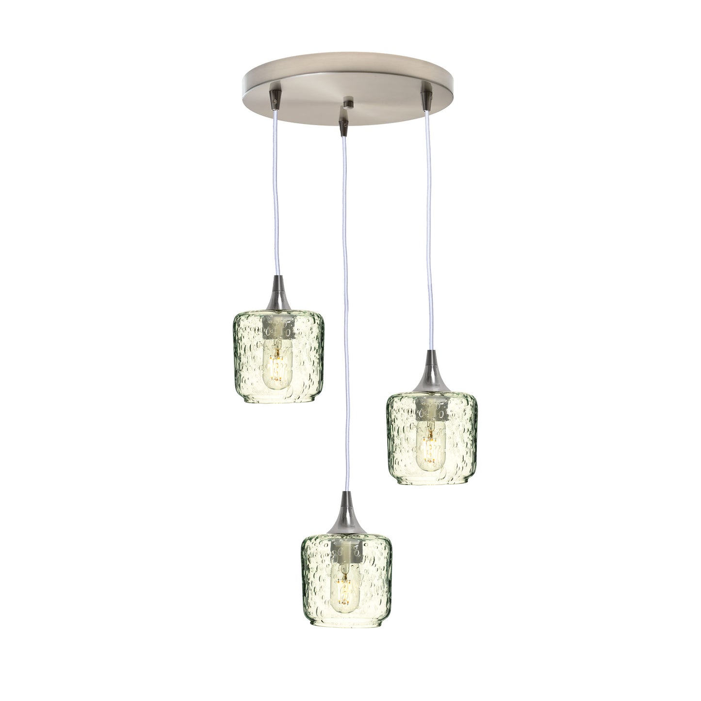 601 Lunar: 3 Pendant Cascade Chandelier-Glass-Bicycle Glass Co - Hotshop-Eco Clear-Brushed Nickel-Bicycle Glass Co