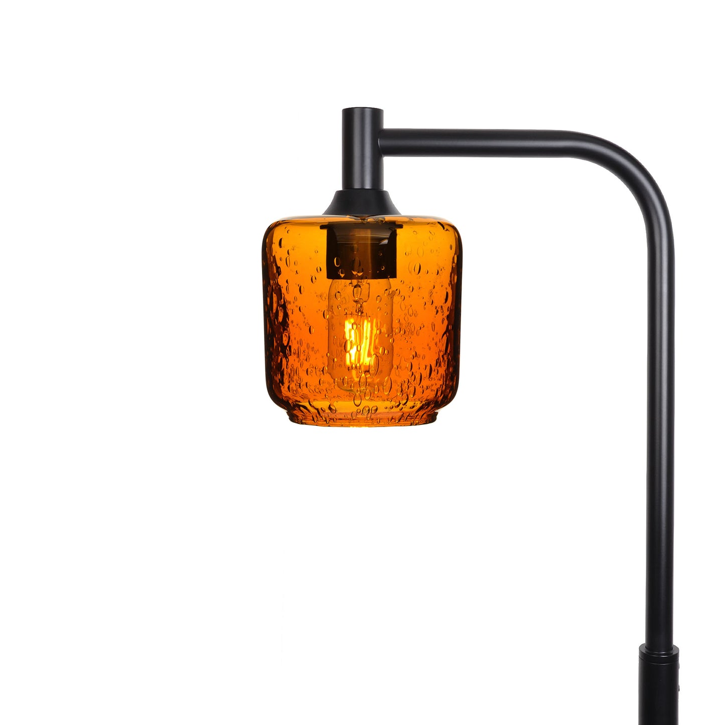 601 Lunar: Floor Lamp-Glass-Bicycle Glass Co - Hotshop-Golden Amber-Matte Black-Bicycle Glass Co