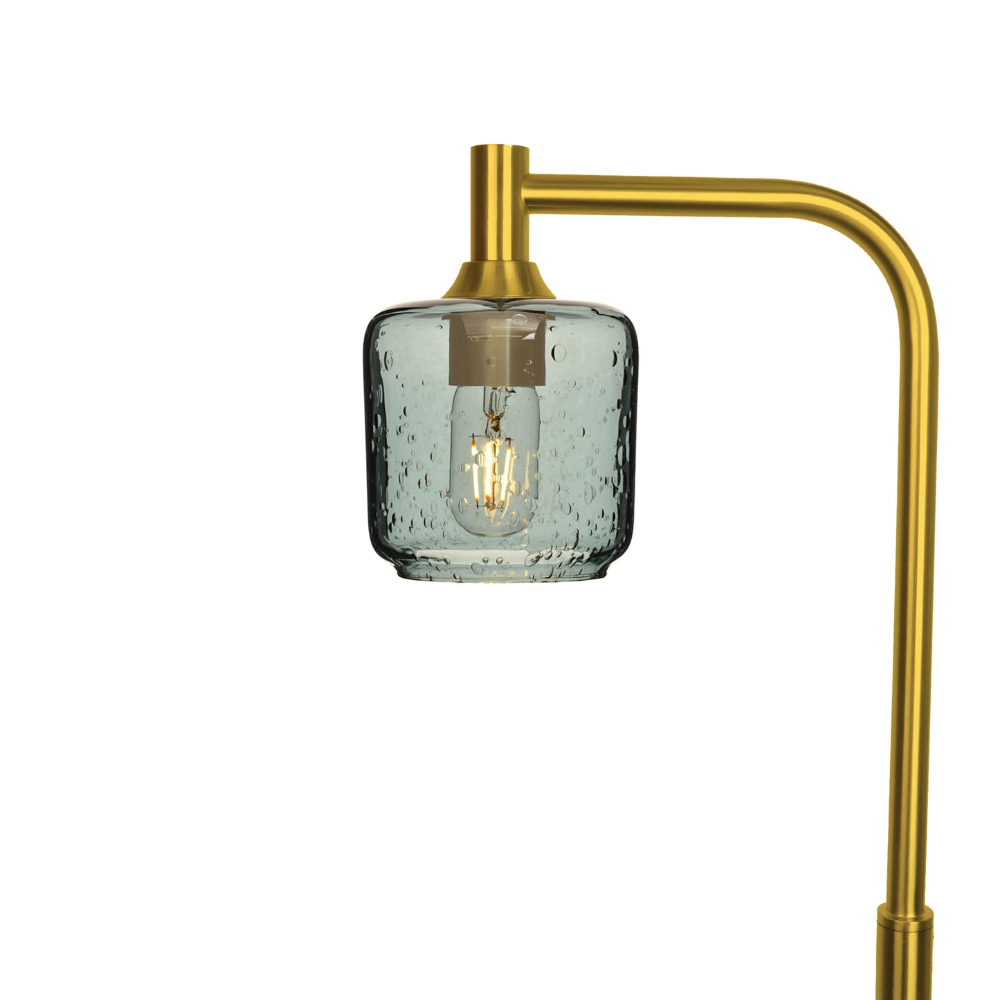 601 Lunar: Floor Lamp-Glass-Bicycle Glass Co - Hotshop-Slate Gray-Polished Brass-Bicycle Glass Co