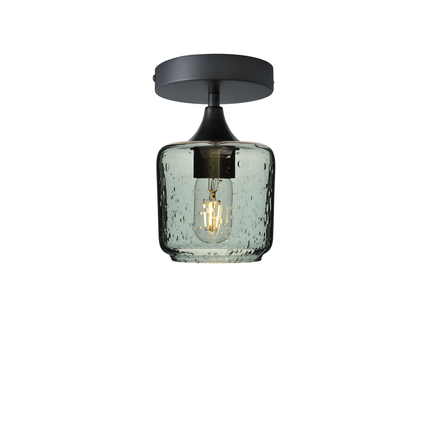 601 Lunar: Semi Flush Light-Glass-Bicycle Glass Co - Hotshop-Slate Gray-Antique Bronze-Bicycle Glass Co