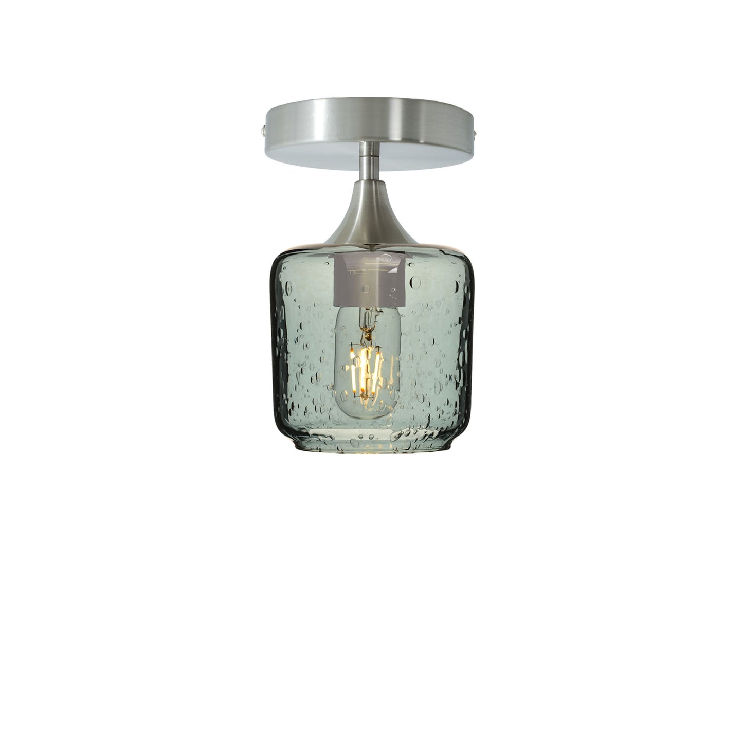 601 Lunar: Semi Flush Light-Glass-Bicycle Glass Co - Hotshop-Slate Gray-Brushed Nickel-Bicycle Glass Co