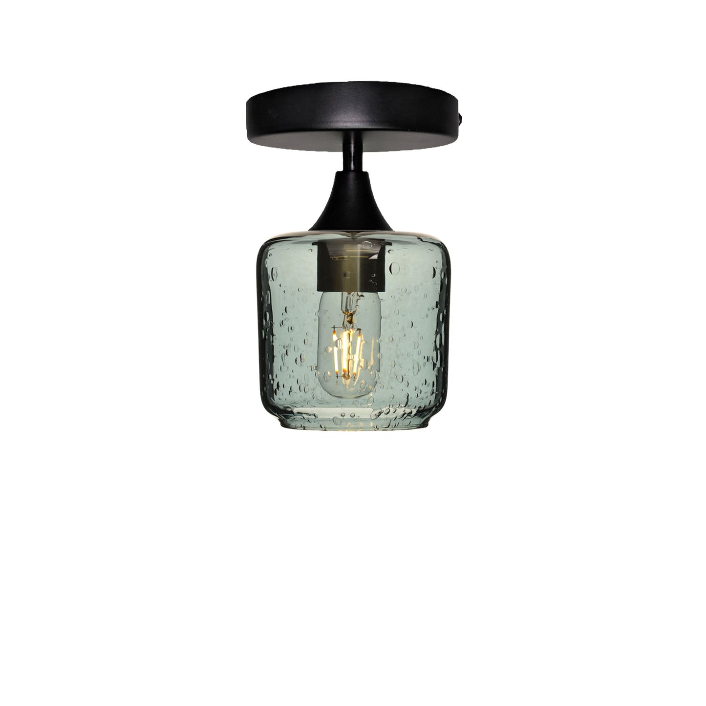 601 Lunar: Semi Flush Light-Glass-Bicycle Glass Co - Hotshop-Slate Gray-Matte Black-Bicycle Glass Co