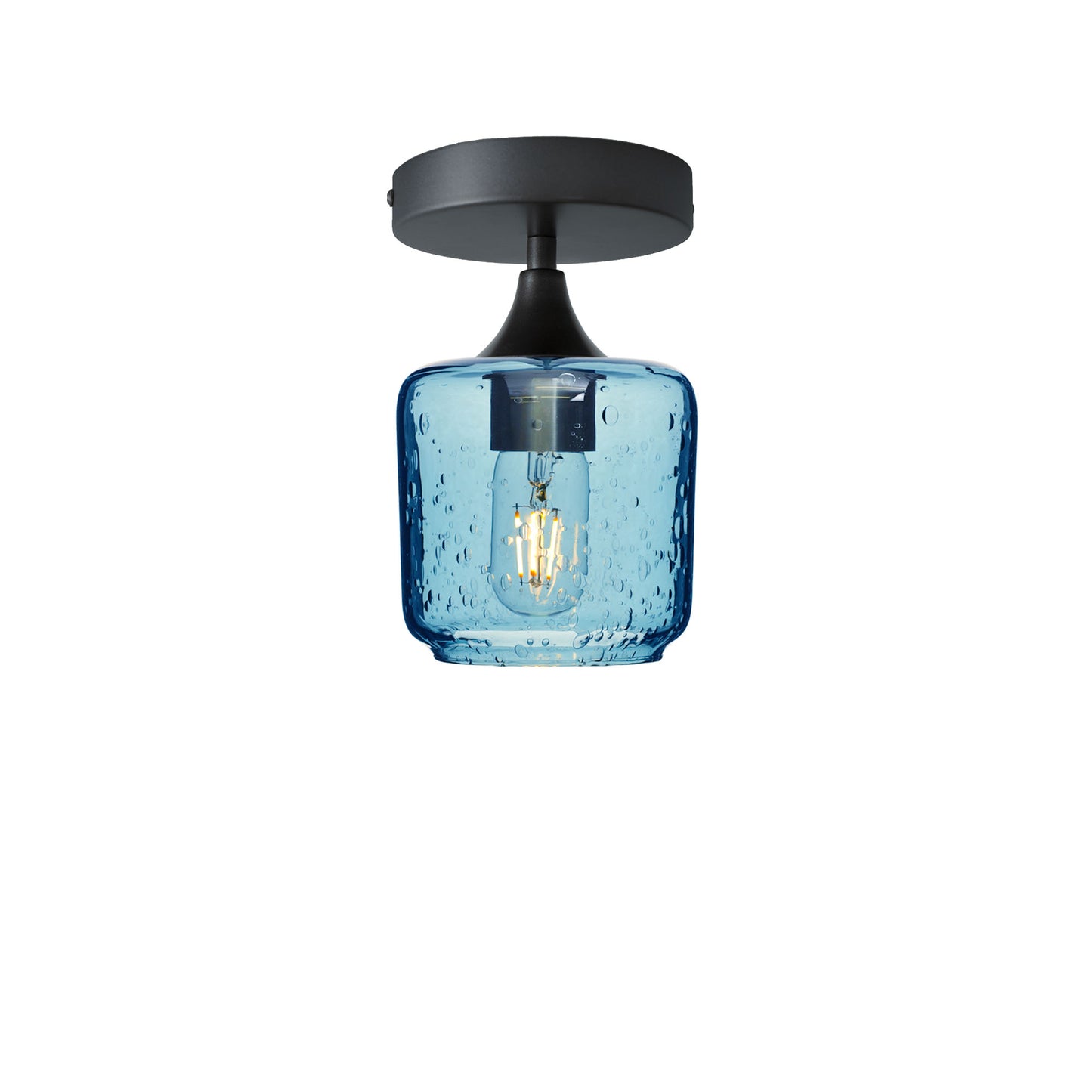 601 Lunar: Semi Flush Light-Glass-Bicycle Glass Co - Hotshop-Steel Blue-Antique Bronze-Bicycle Glass Co