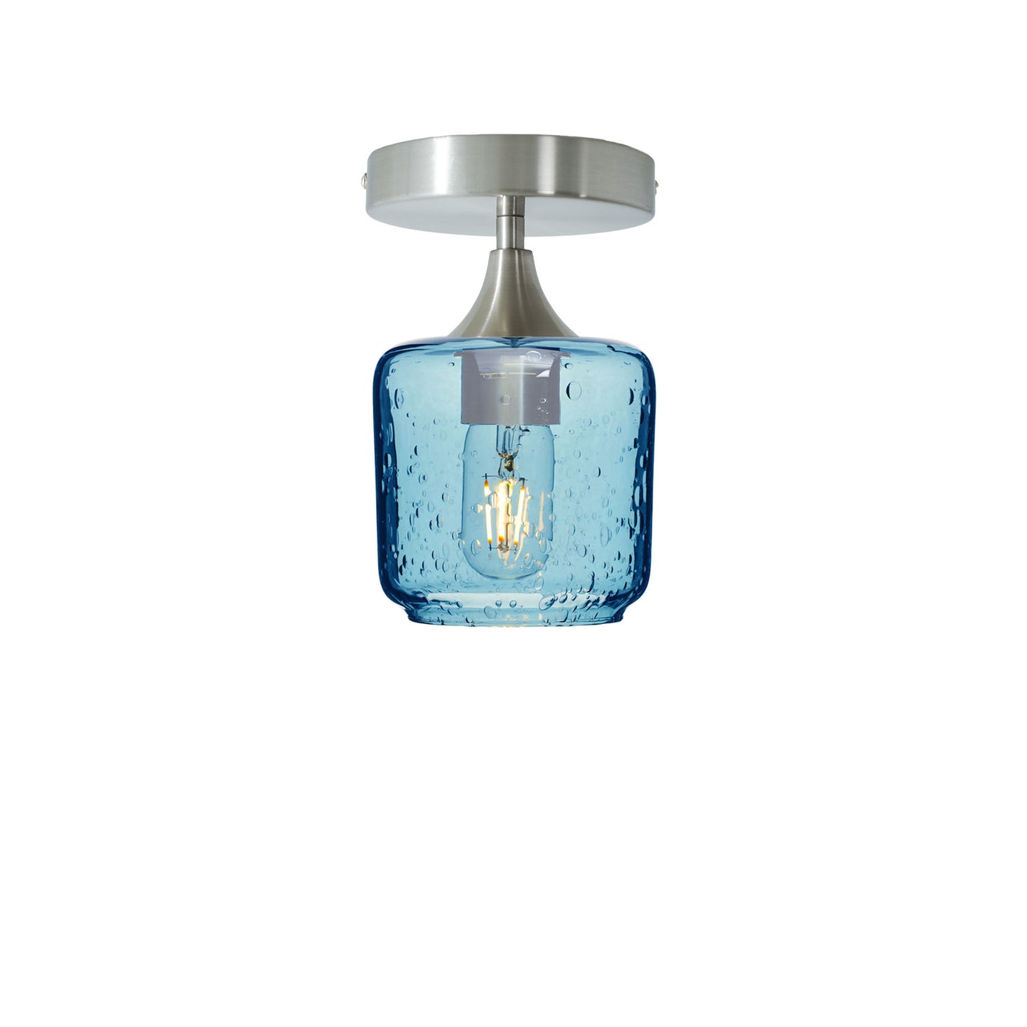 601 Lunar: Semi Flush Light-Glass-Bicycle Glass Co - Hotshop-Steel Blue-Brushed Nickel-Bicycle Glass Co