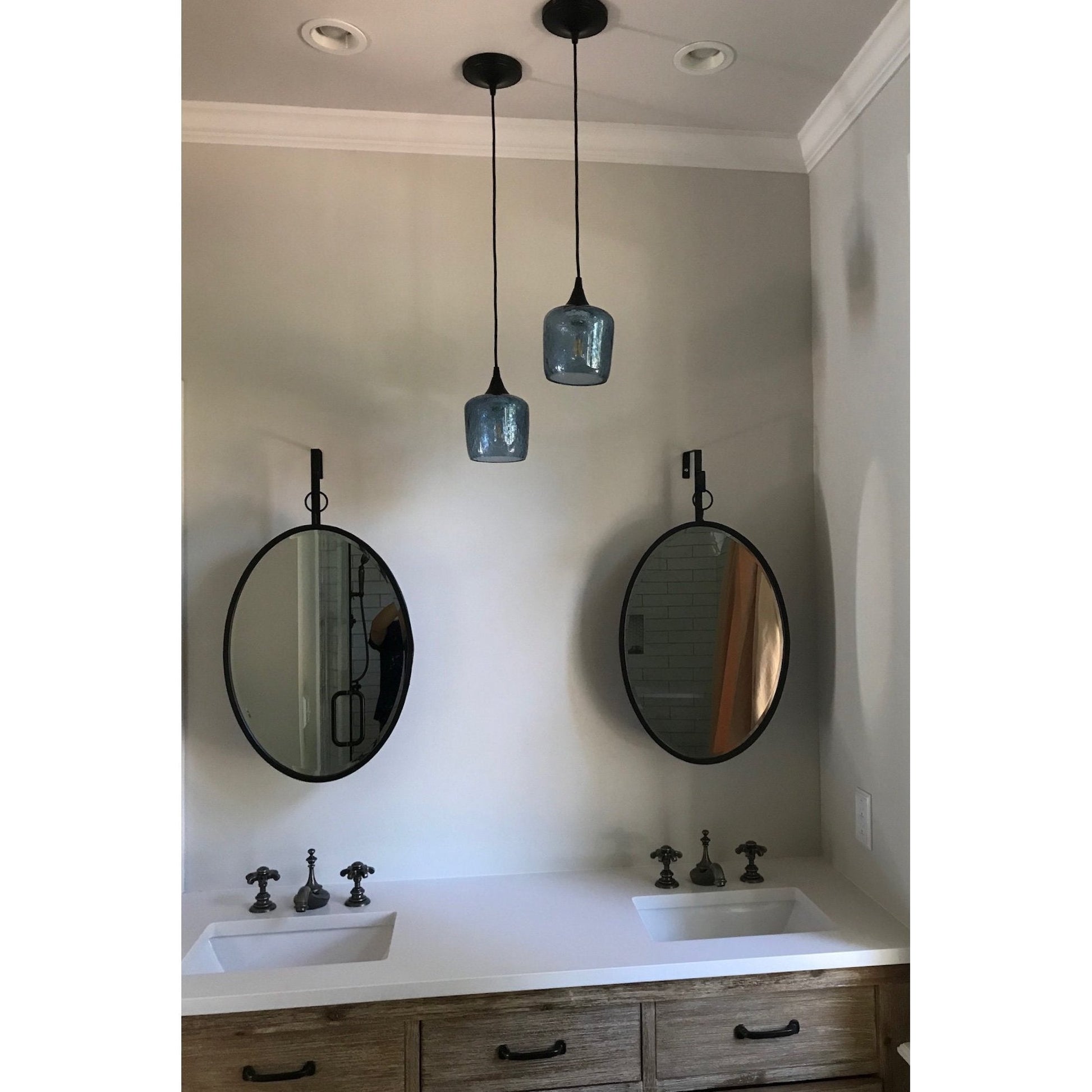 Lunar Single Pendant: Form No. 601-Pendant Lights-Bicycle Glass Co-Steel Blue-Bicycle Glass Co