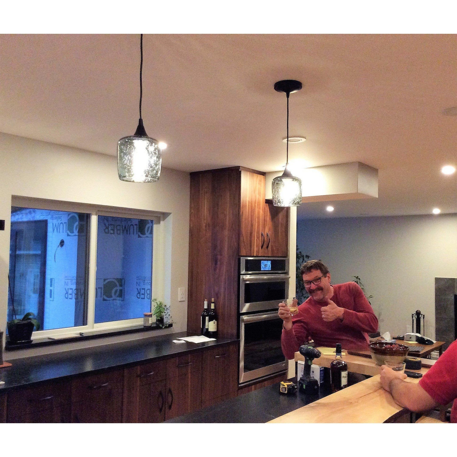 1-601-LUN-STB-STD-1SGL-BLK-Lunar Single Pendant: Form No. 601-Pendant Lights-Bicycle Glass Co-Steel Blue-Black-Bicycle Glass Co